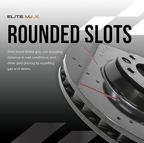 Miniatura 8 de Max KT009283 serie ELITE kit para frenos delanteros y traseros, en combo de rotores perforados, ranurados y en cruz, con protectores de cerámica