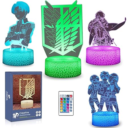 3d Attack On Titan Lamp Levi Ackerman Illusion Lamp 4 Patterns And 16 Color Change Decor Lamp With Remote Control Night Light Birthday Christmas Gifts For Kids Boys Girls Amazon Com