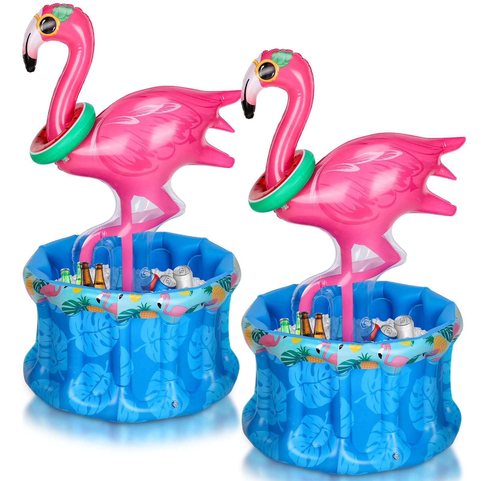 KOOY 6FT Inflatable Flamingo With LED Lights - Hawaiian Luau Beach Party Decor For Lawn, Yard, Pool, Tropical Theme