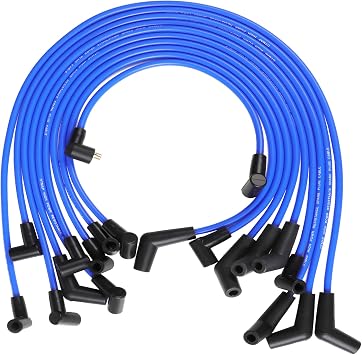 8mm Spark Plug Wires Set Compatible with Ford SB SBF 302 289 F-150 1979-1995,Mustang 1964-1995 5.0L 5.8L Blue Ignition Wires DT-C460