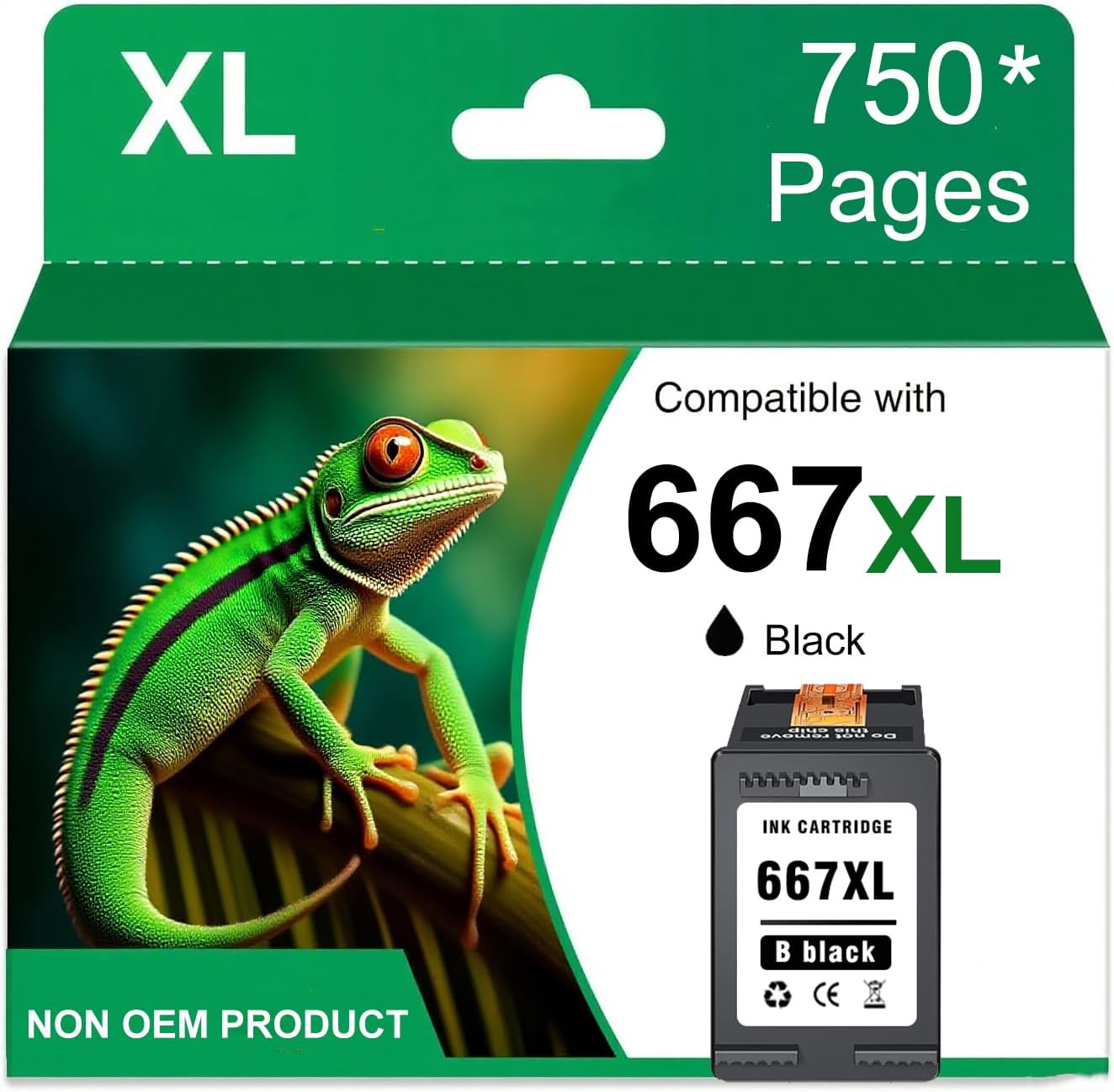 Printer Ink 667 667XL Deskjet 2375 Black Ink Cartridge High Yield Replacement for HP 667XL 667 XL Ink Cartridges for HP Ink 667 for HP DeskJet 1275 2374 2375 2376 2775 2776 6075 6475 6476