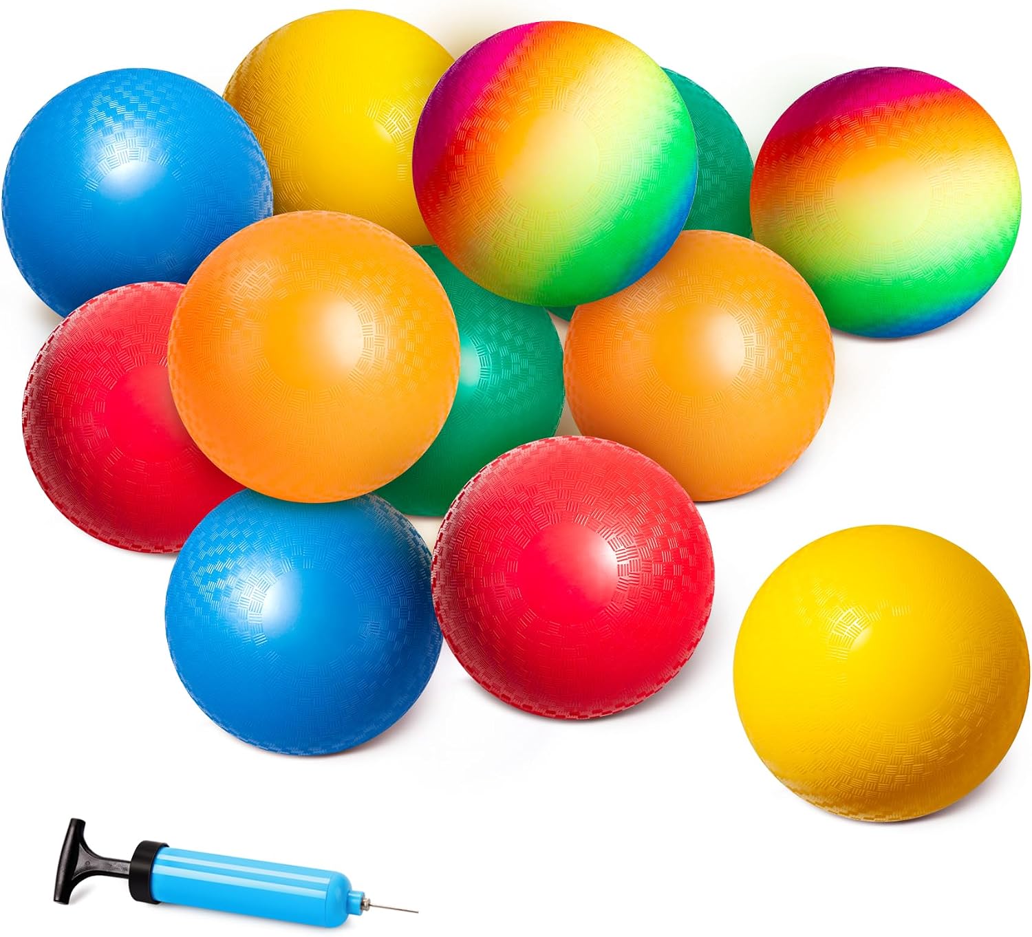 U&C Planet 12er Set Regenbogen Spielplatzb lle 215cm Gummib lle/Softb lle f r V lkerball Dodgeball & Kickball Rutschfeste Noppen B lle f r Kinder Schulsport Garten Strand & Pool inkl. Luftpumpe