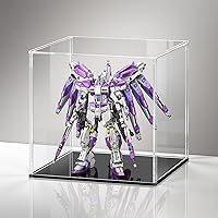 Vista 16 de LASOA Vitrina de acrílico – Pequeña caja de exhibición para coleccionables, figuras, recuerdos, escaparate transparente con base negra, contenedor