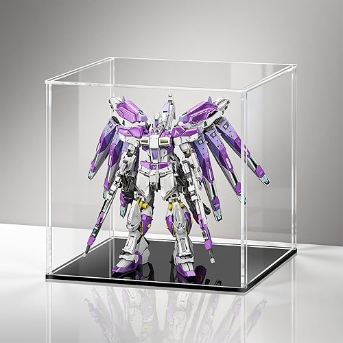 Miniatura 16 de LASOA Vitrina de acrílico – Pequeña caja de exhibición para coleccionables, figuras, recuerdos, escaparate transparente con base negra, contenedor