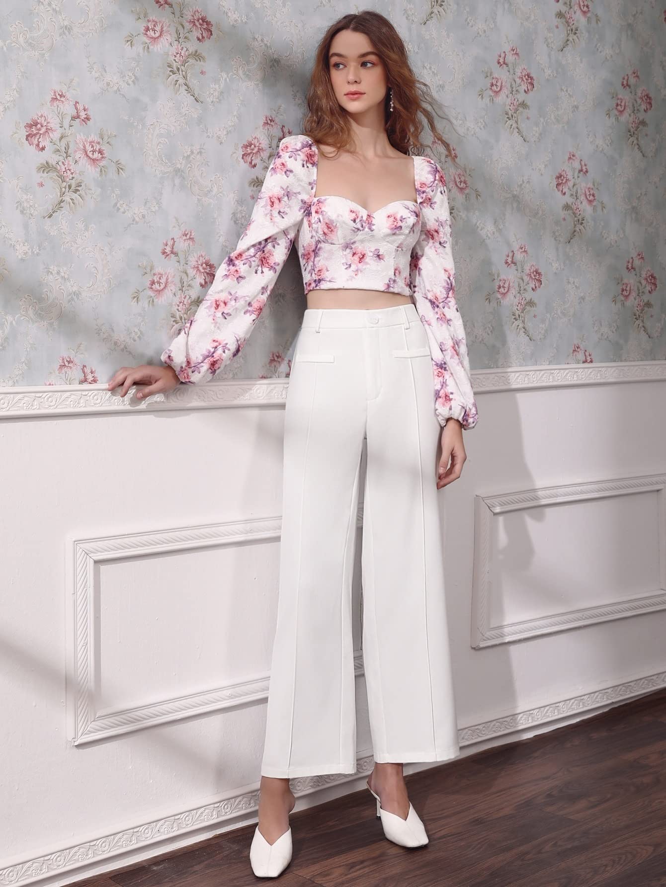 Womens Pants High Waist Straight Leg Pants Work Casual Pants