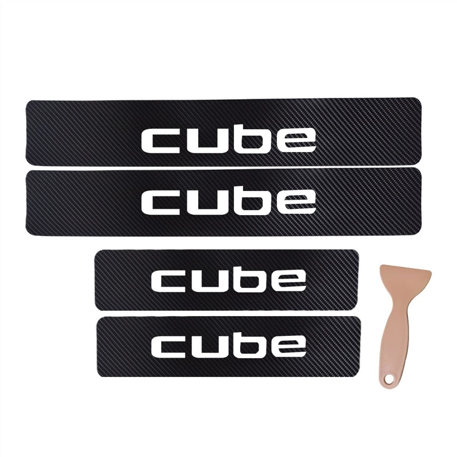 EAGLEG 4pcs Anti Scratch Car Door Stickers, Carbon Fiber Door Sill Protector Scuff Plate Guard Car Decorative Styling Accessories for NIS-san Cube,White