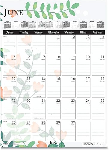 Miniatura 5 de House of Doolittle Calendario mensual de pared 2024, flores silvestres, 12 x 16.5 pulgadas, enero a diciembre (HOD3462-24)