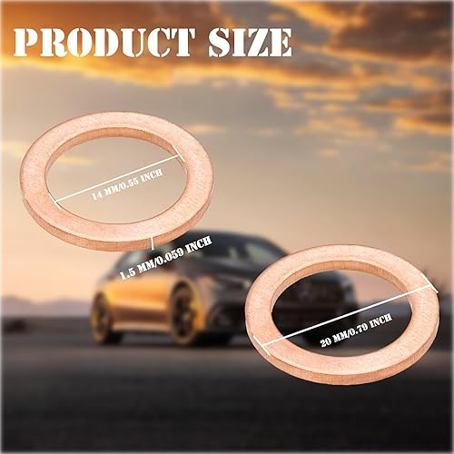 Miniatura 2 de 10PCS M14 Copper Oil Drain Plug Gasket Crush Washer Seals Compatible with Mercedes Benz for 007603-014106