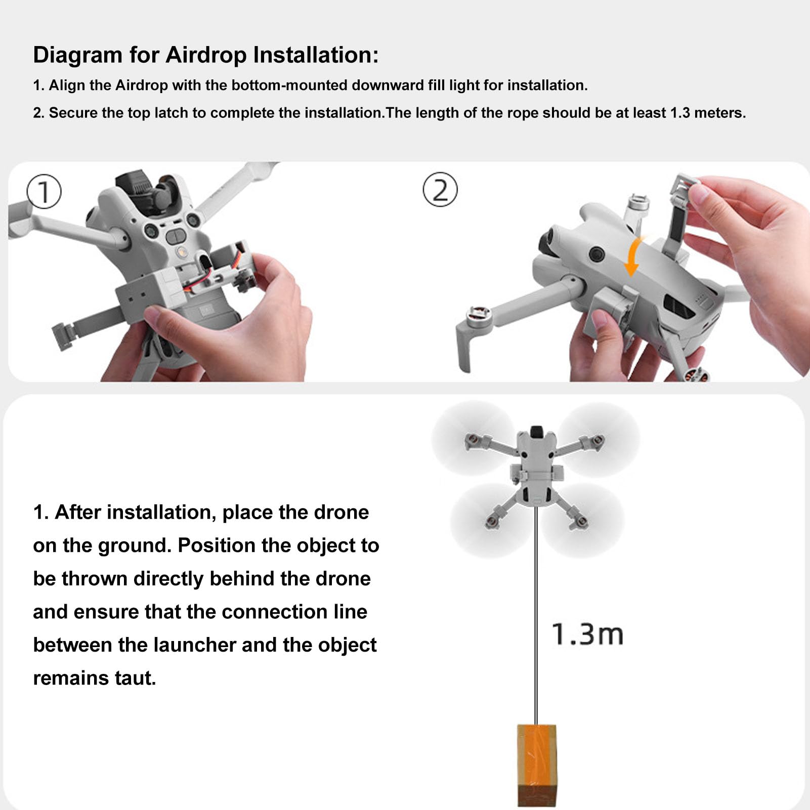Système Airdrop RC pour Drones Mini 4 Pro, 100 G, Léger, Robuste, Sûr, Chargement USB