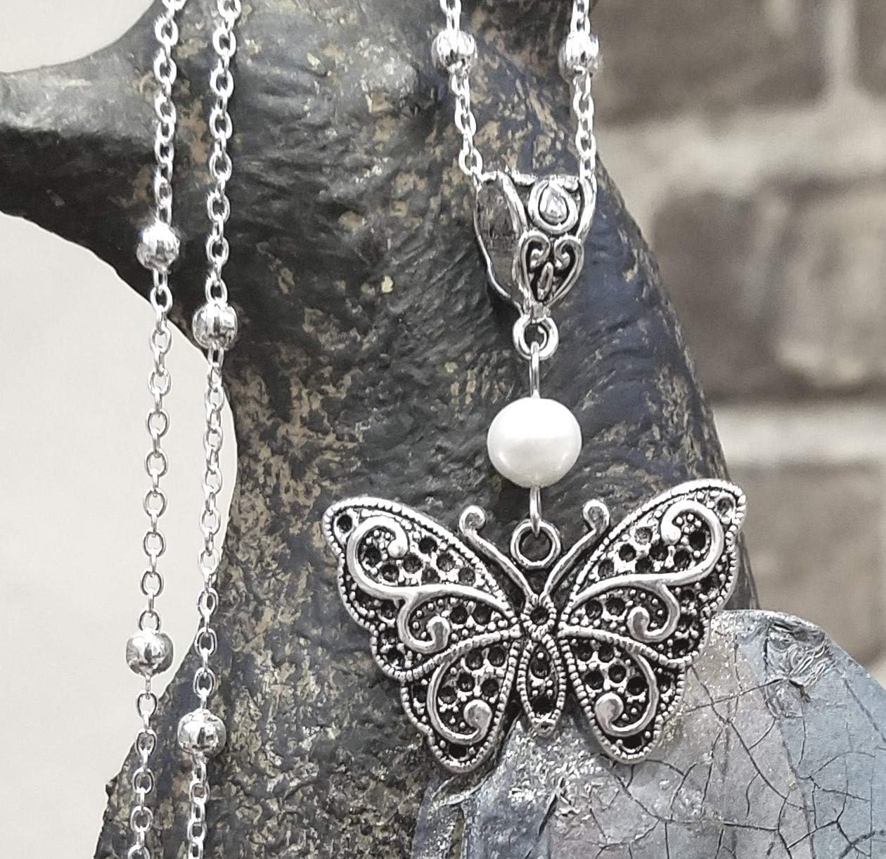Butterfly Pearl Handmade Necklace on a Sterling Silver Chain - Image 3