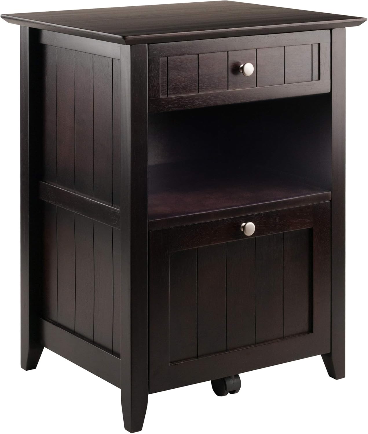 Ergode Wood Burke Home Office File Cabinet - Charming Cottage Style, Legal/Letter Size Files, Storage, Printer Paper Shelf - Dark Coffee Finish.