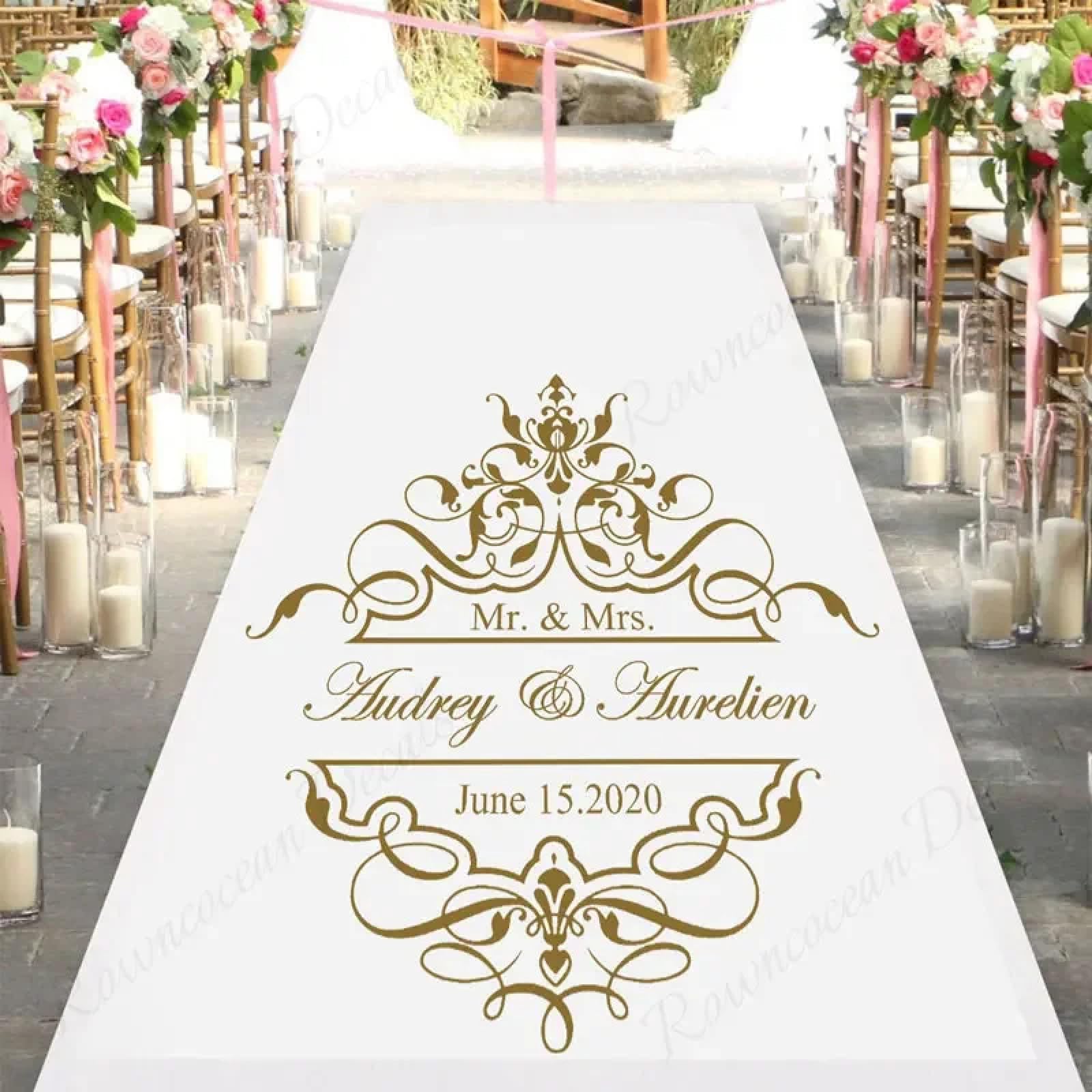 Custom Floor Sticker, Personalized Bride Groom Name and Date Wedding Dance Floor Decals Vinyl Wedding Party Decoration, Center of Dance Floor Sticker,Custom Color,110X110Cm
