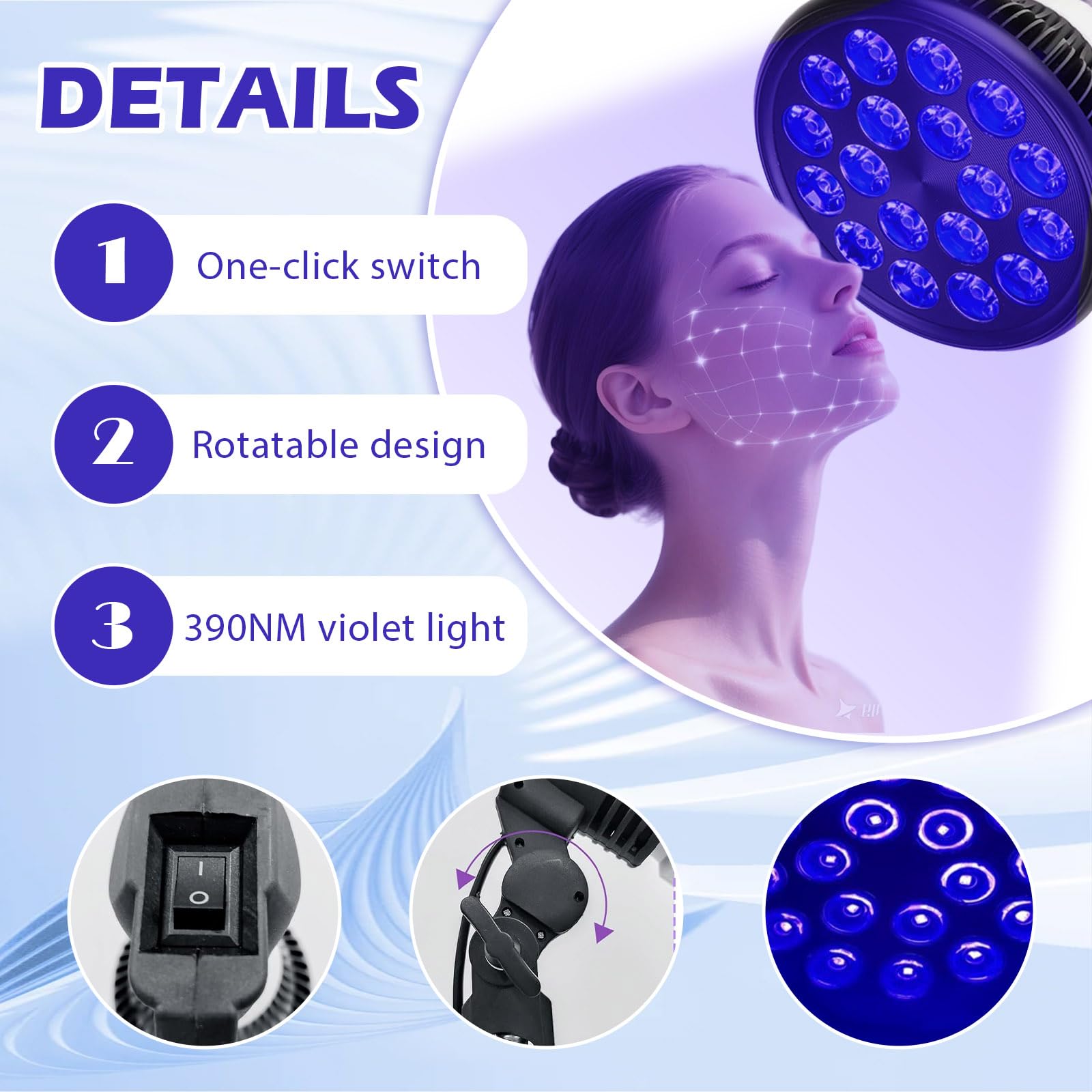Lampe de Bronzage 54W 390nm UVA pour Visage et Corps