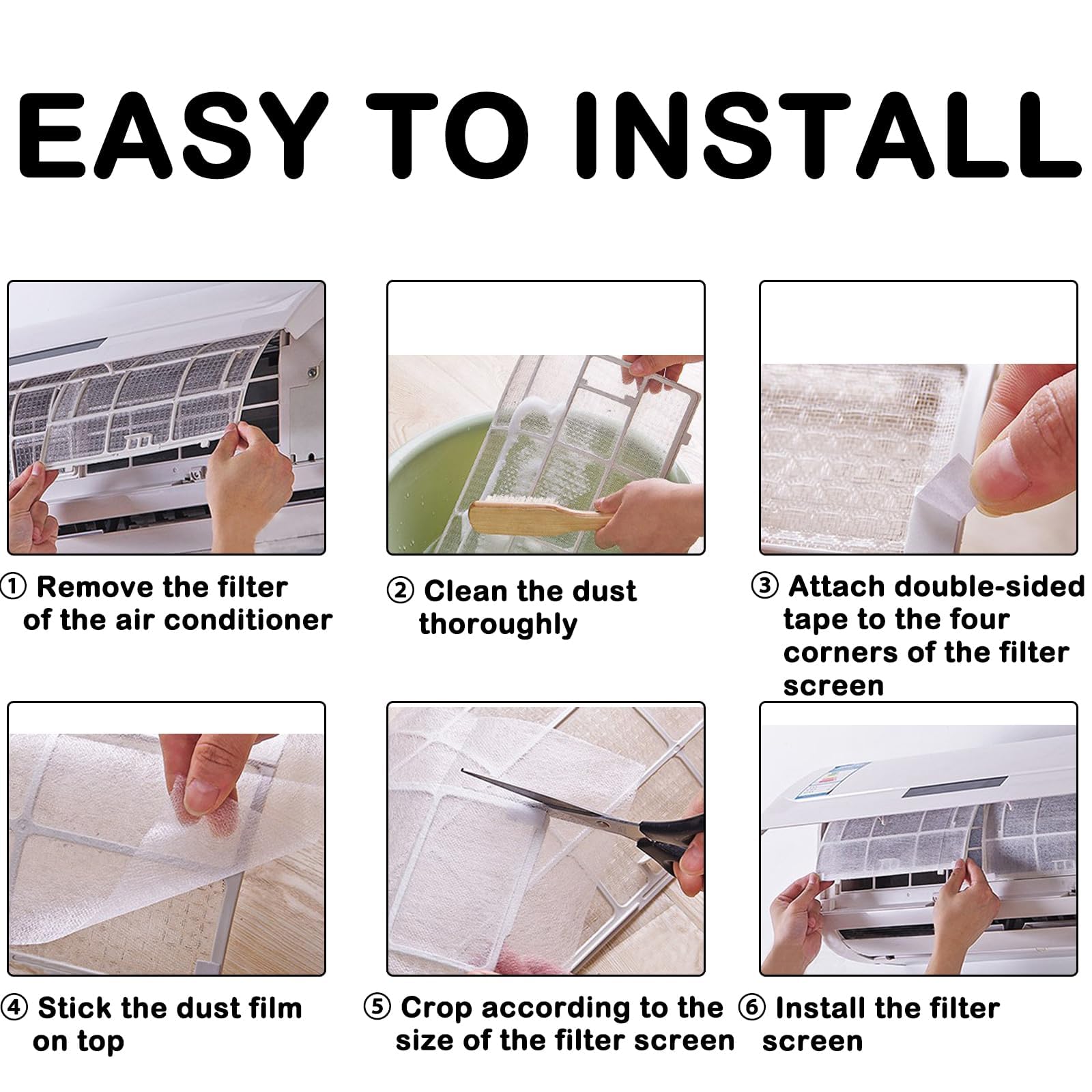 7 Pack AC Filter for Split AC, Purifying Cotton Mesh, Enhanced Air Quality for Home and Office, Fits Mini Wall Mounted Air Conditioner, Durable and Easy to Install(40X35 CM) 2