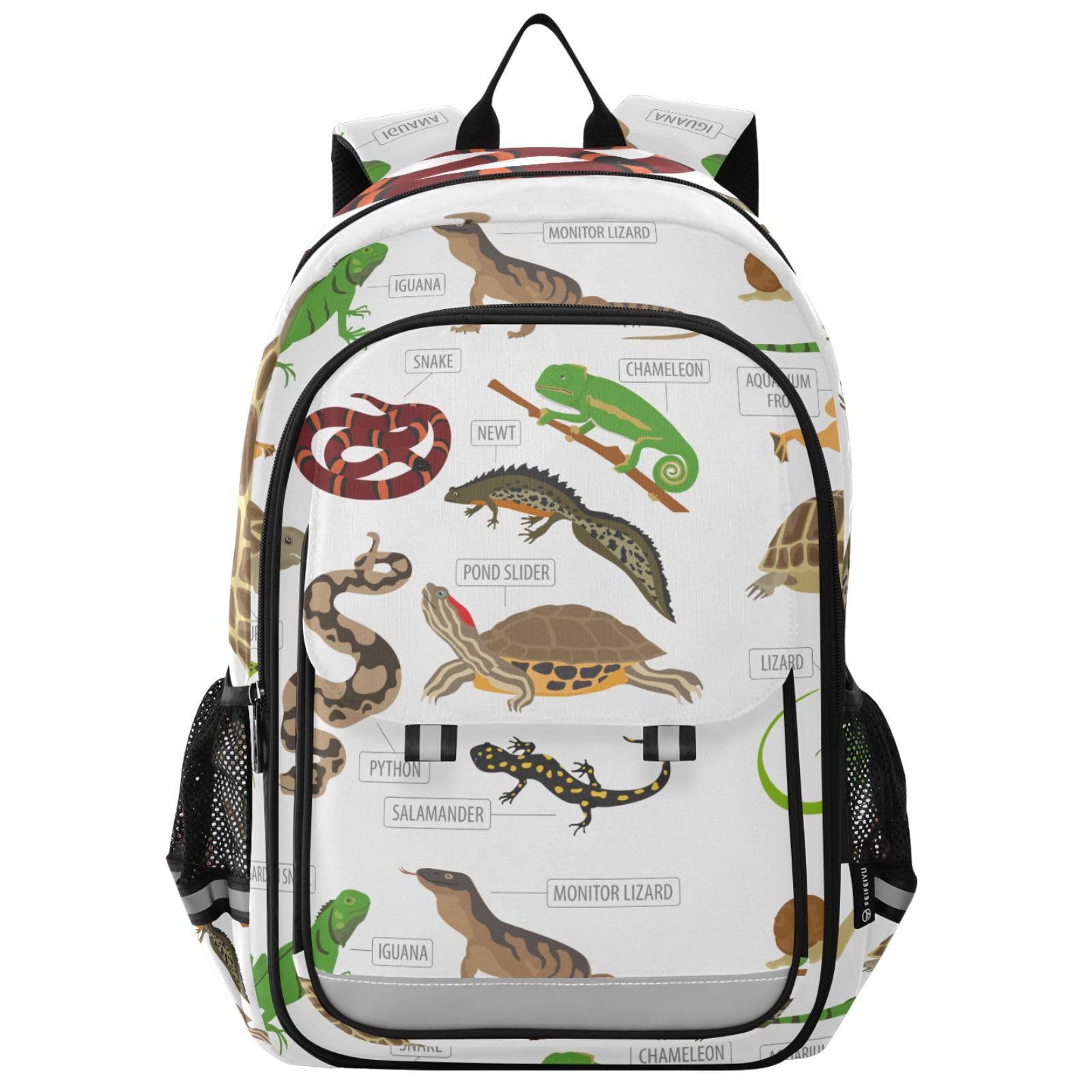 Jucciaco Pet Reptiles and Amphibians School Backpack Laptop Travel Daypack for Kids Girls Boys, Personalized Computer Notebooks Bookbag with