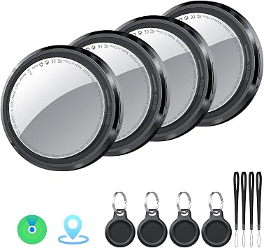 Air Tracker Tag Pack of 4 Black Compatible with Apple Where is? App iOS Only