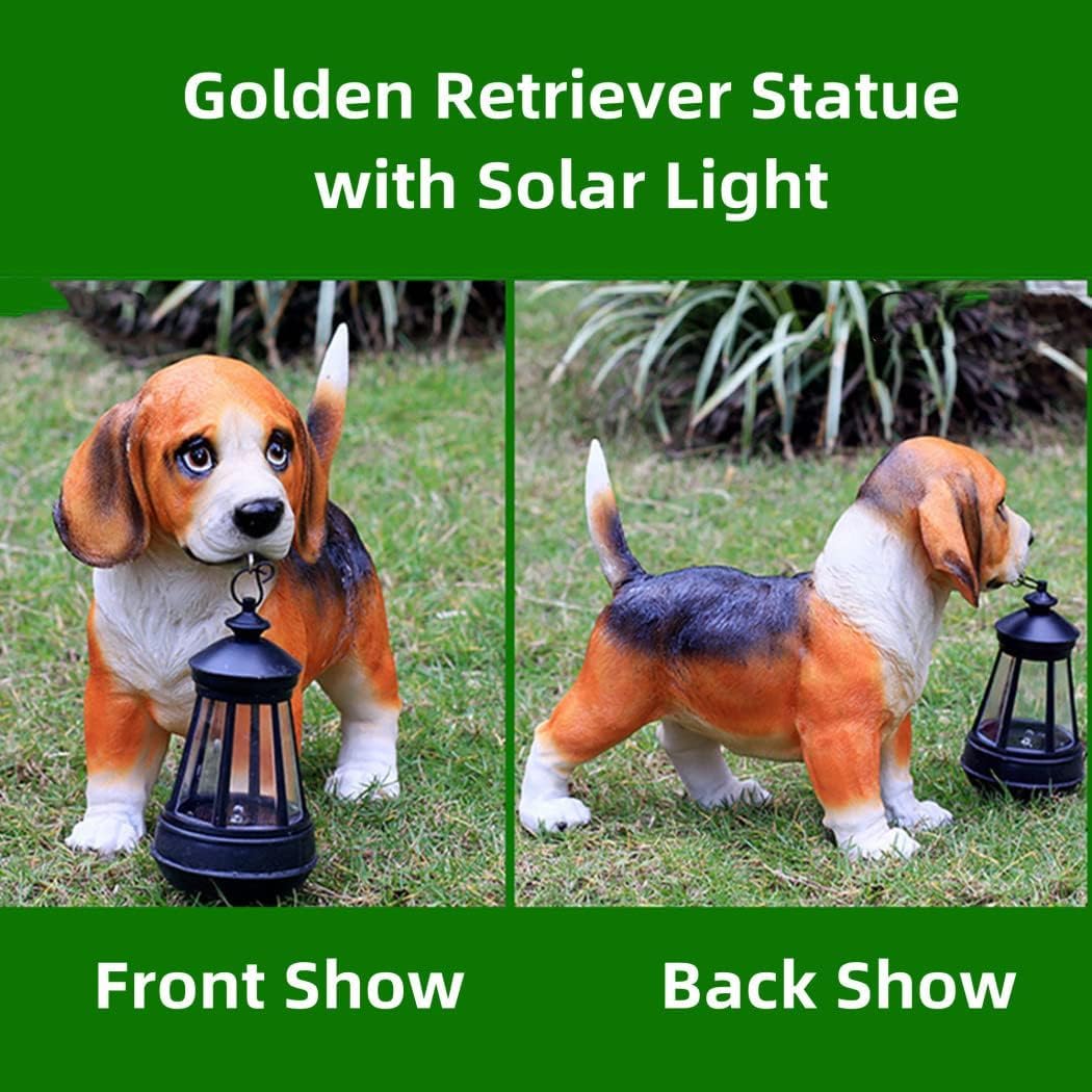 Statue di Cani da Giardino, Decorazioni per Cani da Esterno con luci solari, Ornamenti solari per Cani, per Patio, Prato, Cortile, Dalmata a (Beagle B