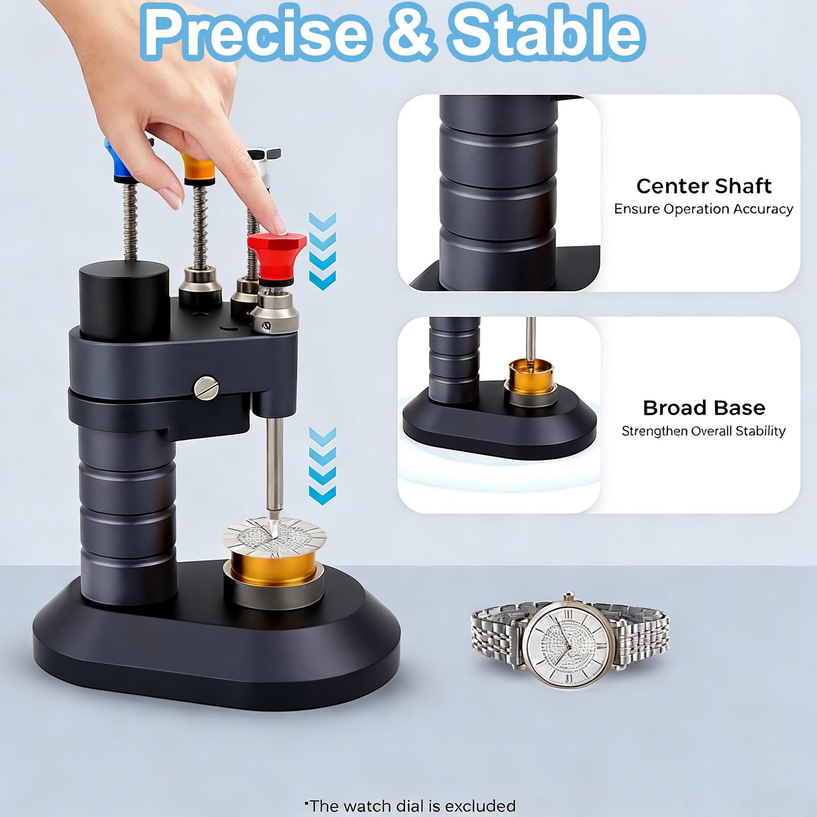 Herramienta De Instalación De Agujas Para Relojes De 4 Pines, Herramienta Alta Precisión Colocar Agujas De Reloj, Con 1 Base De Movimiento Y Kit Reparación Agujas, Para Talleres Reparación Relojes