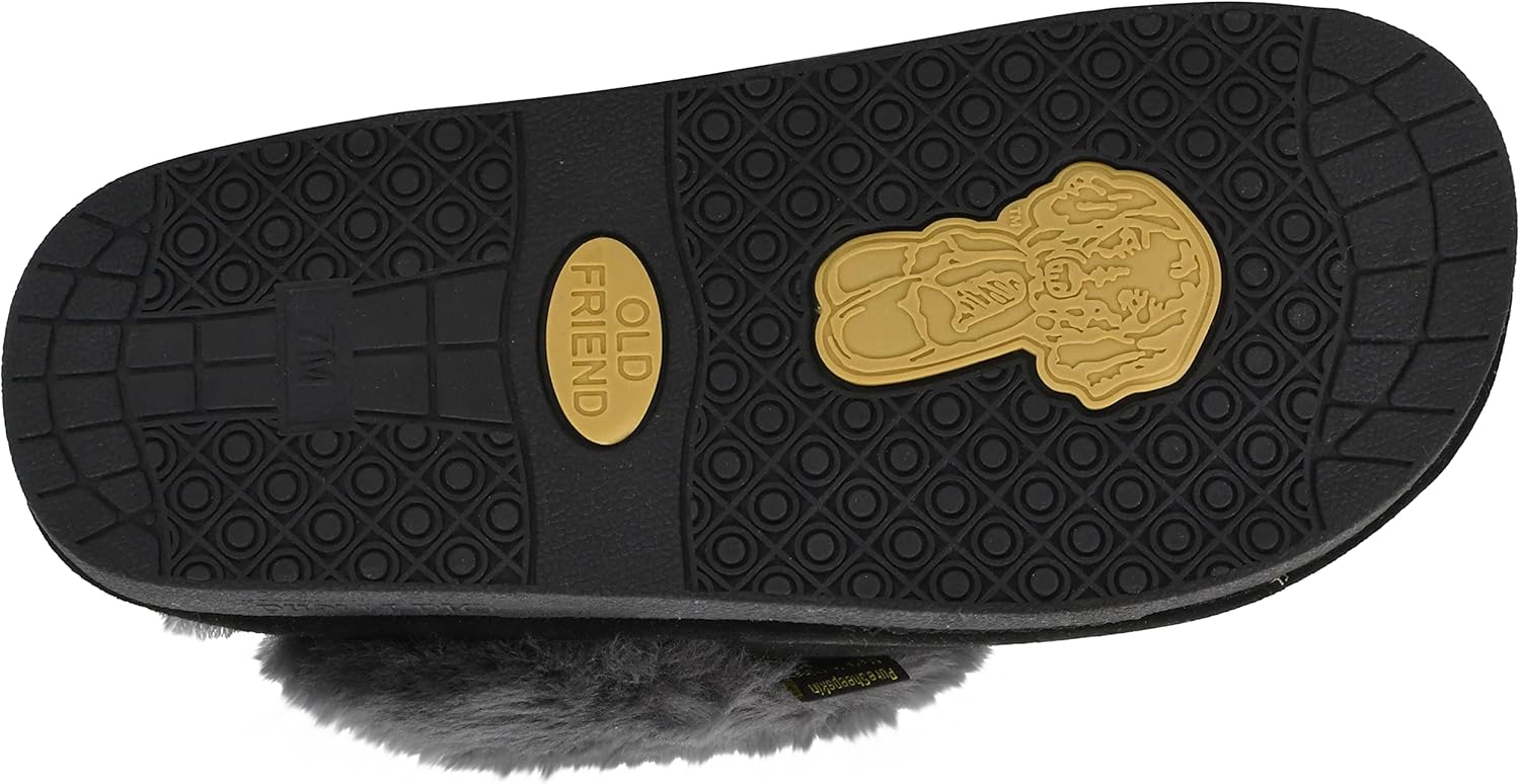 Old Friend Womens Scuff Slippers, Black/Grey 8 M US
