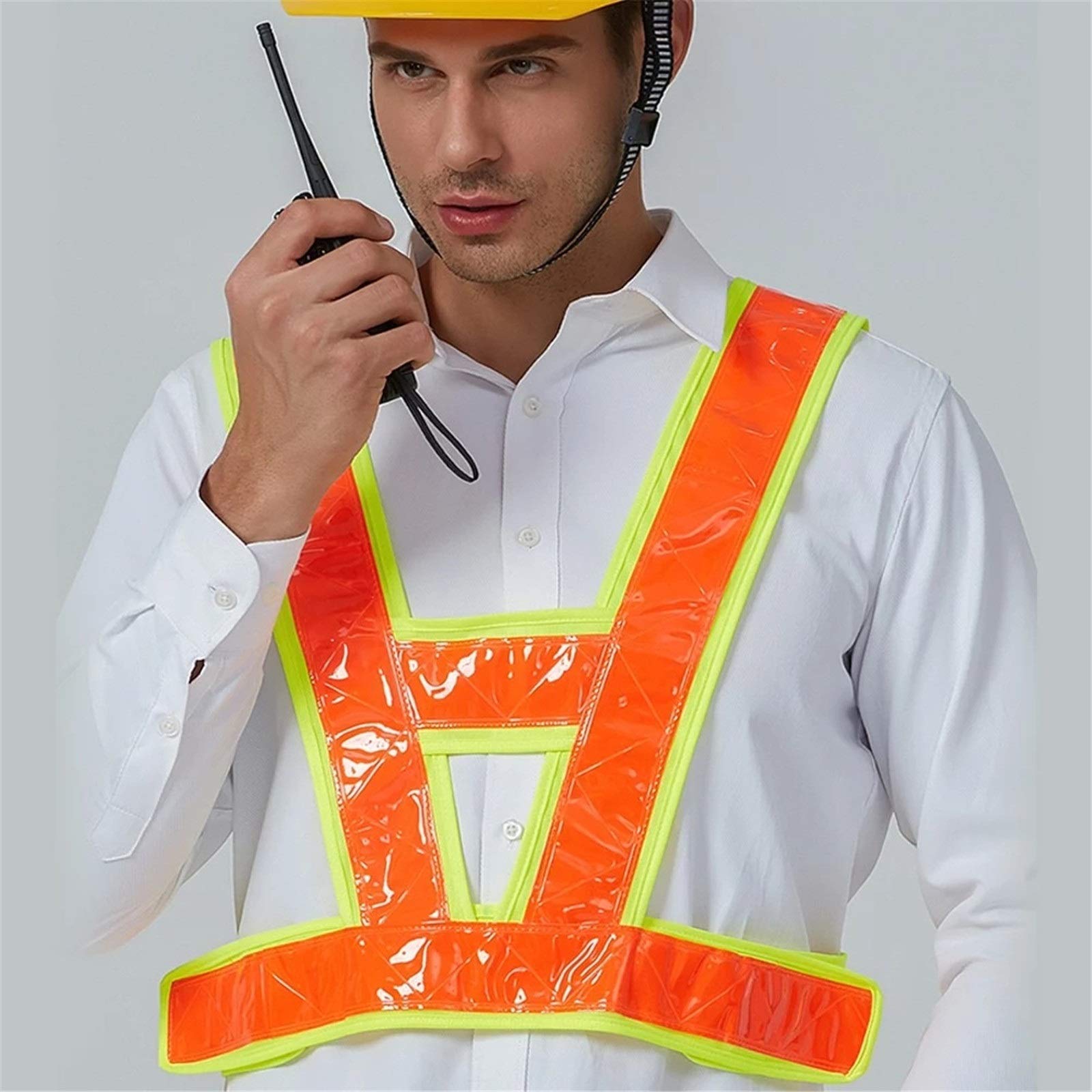 Chaleco Reflectante Chaleco Reflectante de Alta Visibilidad con Correa Seguridad for Ciclismo, día y Noche para Uso en Exteriores(Orange)