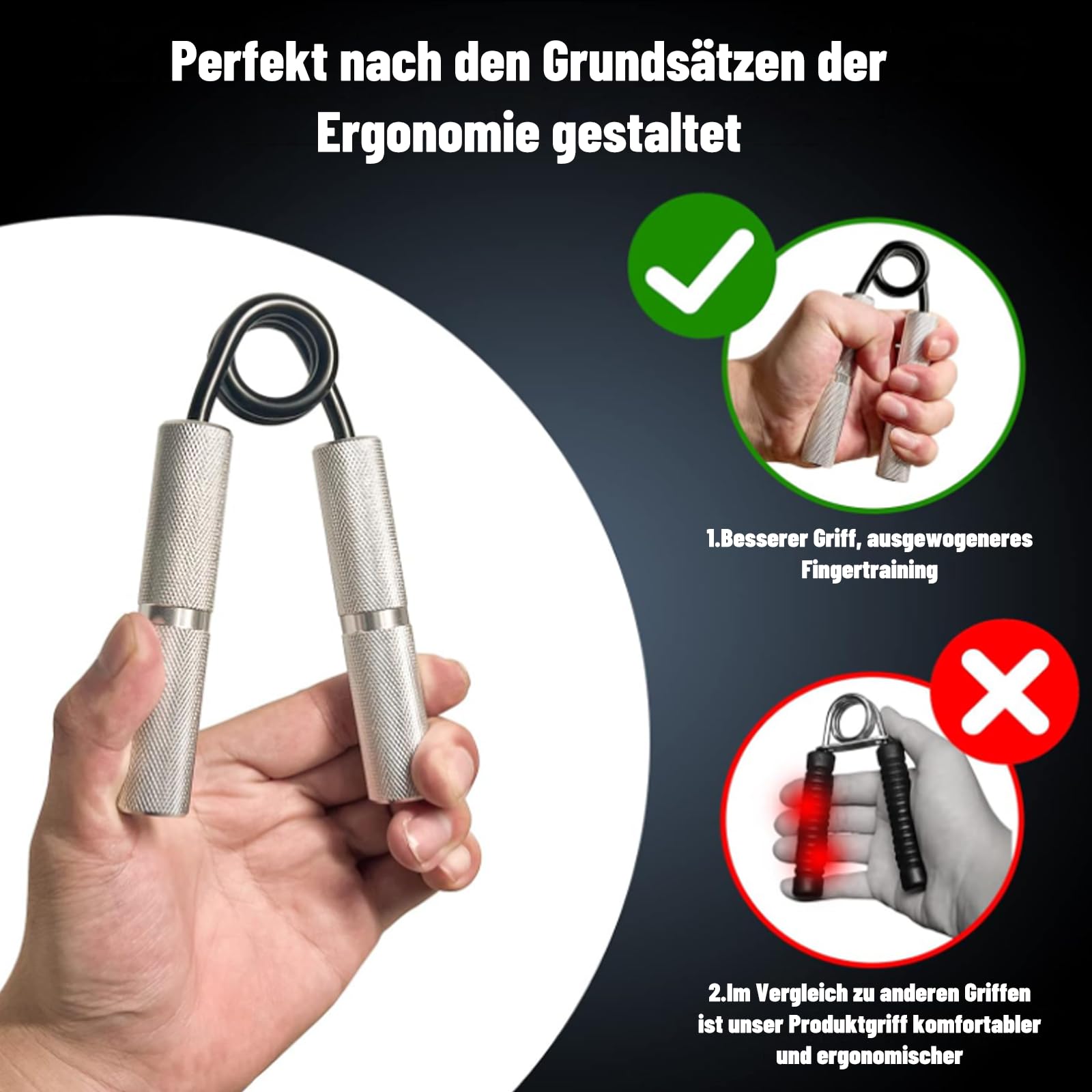 Handtrainer Unterarmtrainer 4 or 6 Pack(22.5-157.5KG) Metall Fingertrainer Griffkraft Trainer Rutschfester Trainer Handgriff-Stärker für Handmuskeltraining und Hand-Rehabilitationsübungen