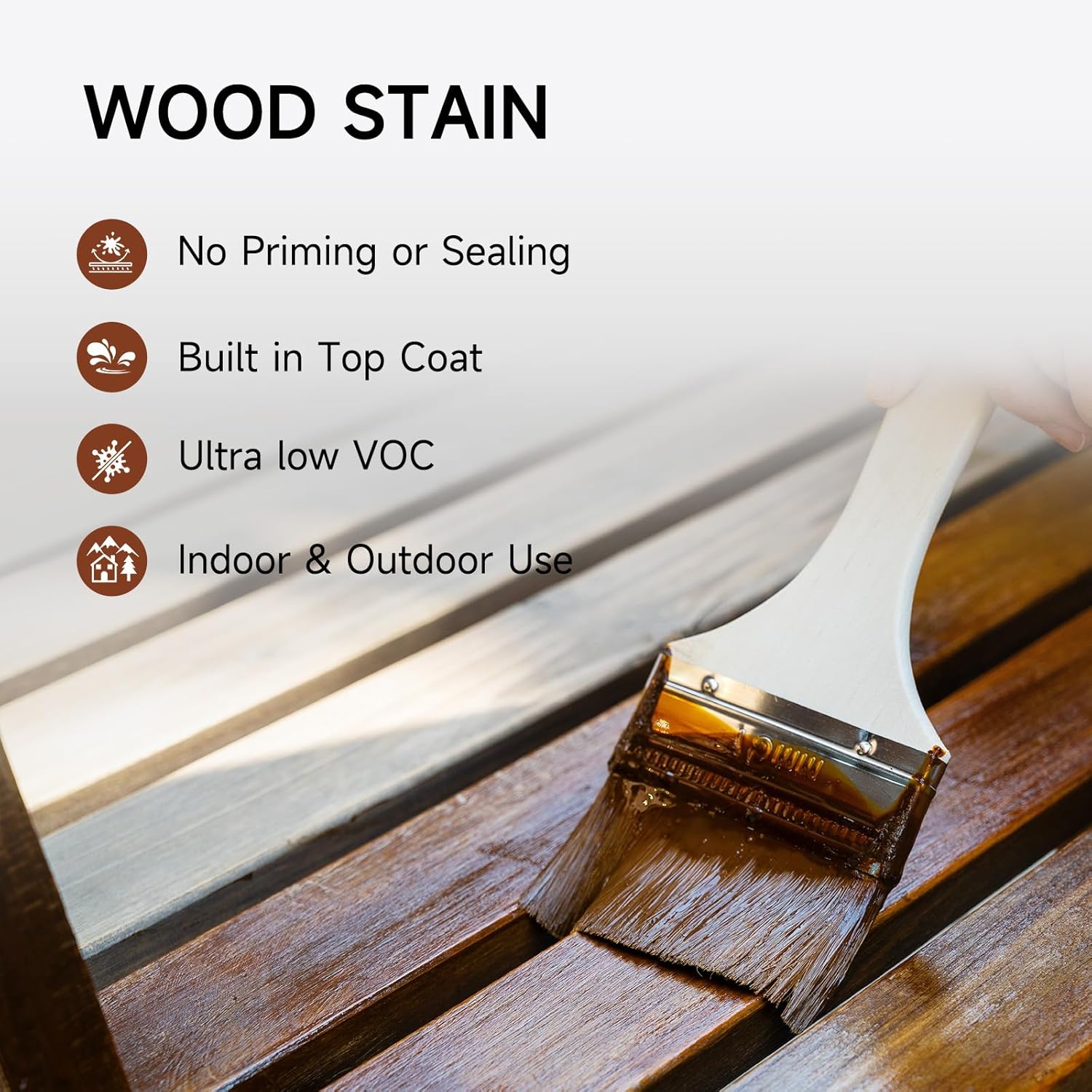 Wood Stain, 32 Oz Water Based Wood Stain and Sealer in One - No Priming, No Top Coat Required, Fast Drying|Low Odor|Non-Toxic, Perfect for Indoor and Outdoor Furniture (Natural with Tools)