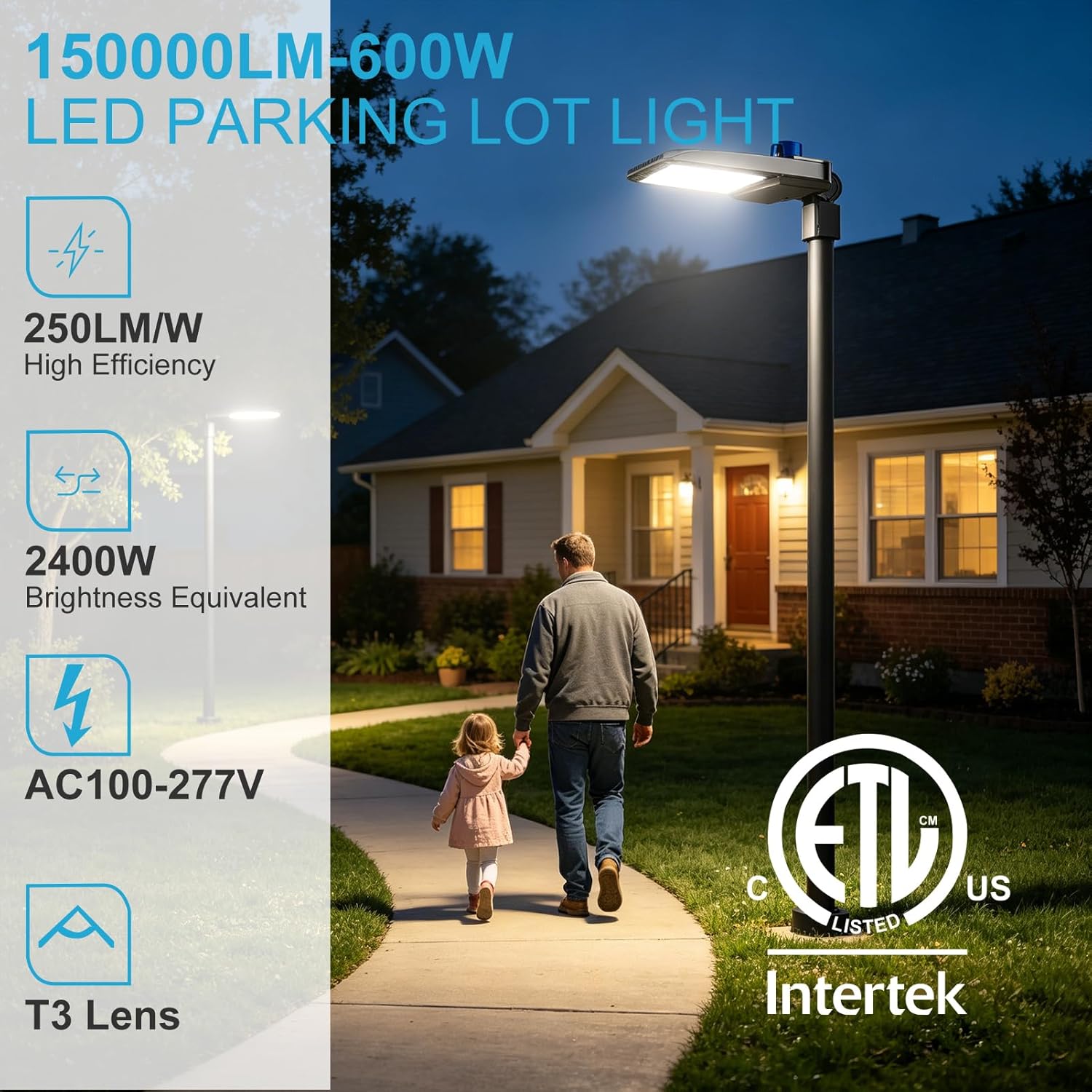 Lightdot 600W Parking Lot Lighting 150000LM 5000K LED Pole Lights Outdoor with Dusk to Dawn IP65 LED Parking Lot Lights Outdoor for Street Yard,Driveway,Stadium,Roadway-2Pack 7Yrs Warranty