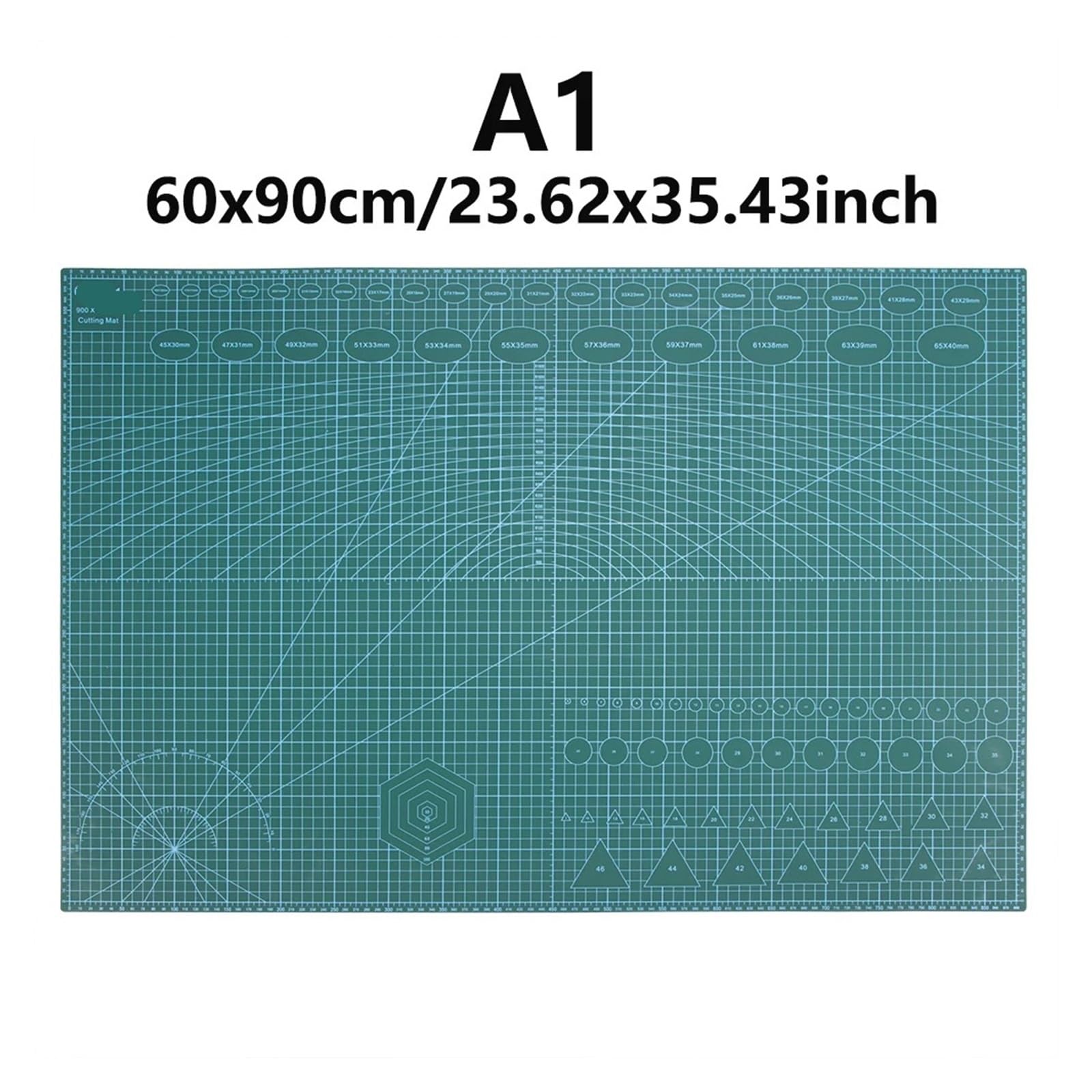 Schneidematte Selbstheilend 1 Stück 23,62 x 35,43 Zoll grüne PVC-Schneidematte-A1 Schneideplattenbrett for DIY-Nähen, Lederhandwerk und andere Papierarbeiten