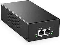 Vista 1 de MokerLink Inyector Gigabit PoE, 802.3af/at/bt 90W, Ethernet 10/100/1000Mbps, Plug & Play, adaptador no PoE a PoE, distancia de hasta 328.1 ft