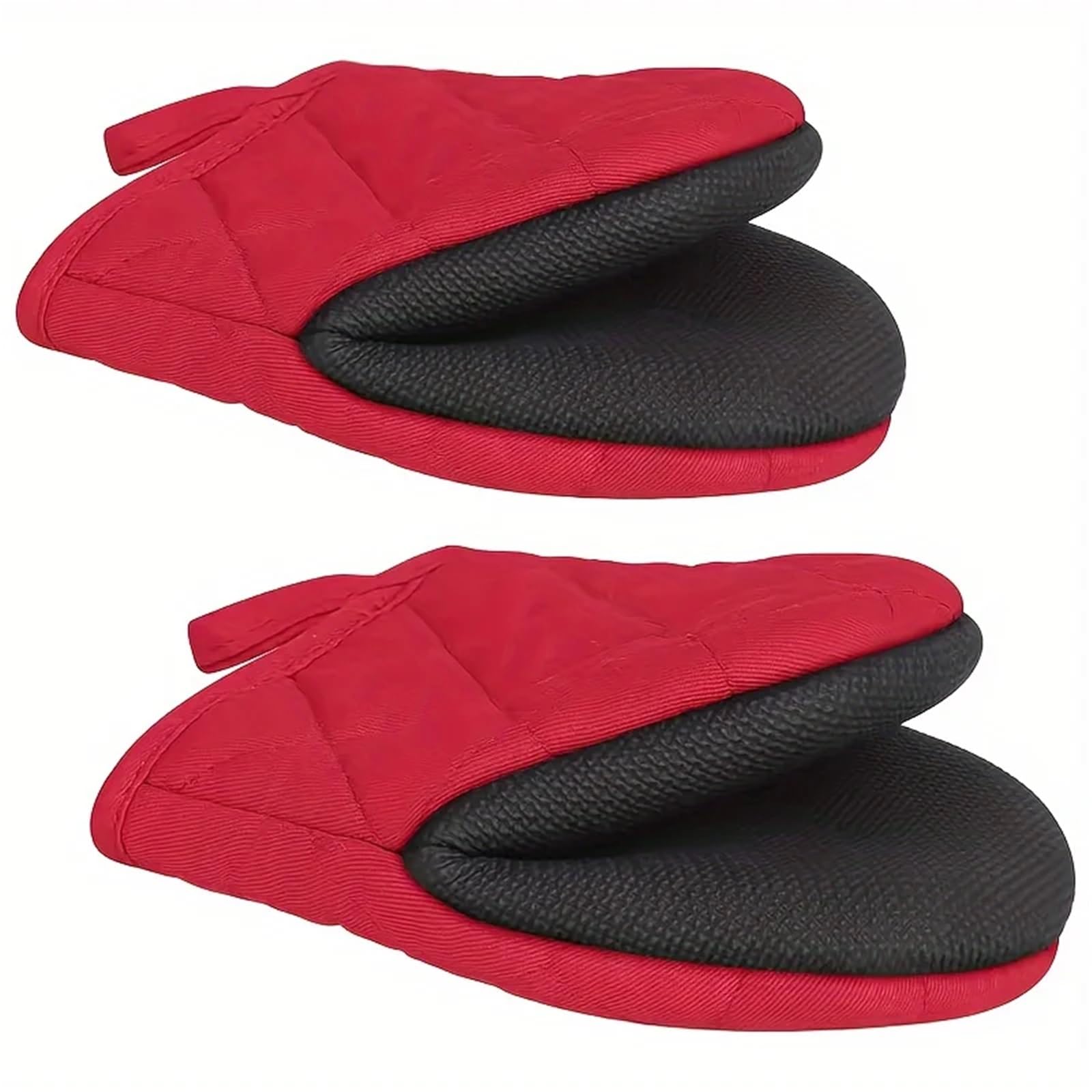 Manoplas Horno Manoplas de Cocina de Silicona Multicapa for cocinar y Hornear Guantes Antideslizantes y Resistentes al Calor(A Pair Red)