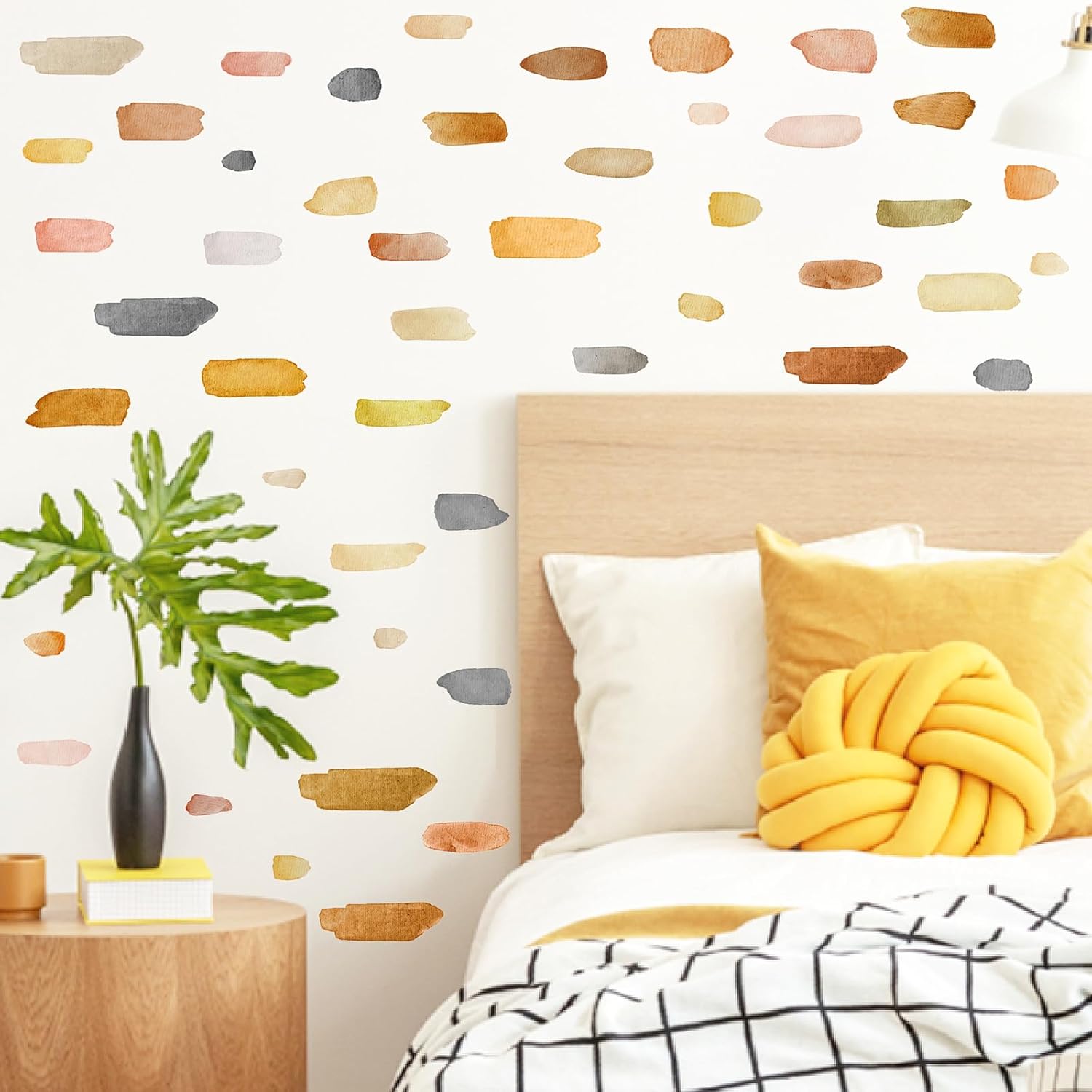 Watercolor Wall Stickers Peel and Stick Boho Wall Decals Brush Strokes Splatter Decal Removable Irregular Lines Stickers Modern Line Wall Decals for Nursery Kids Bedroom Playroom Decor