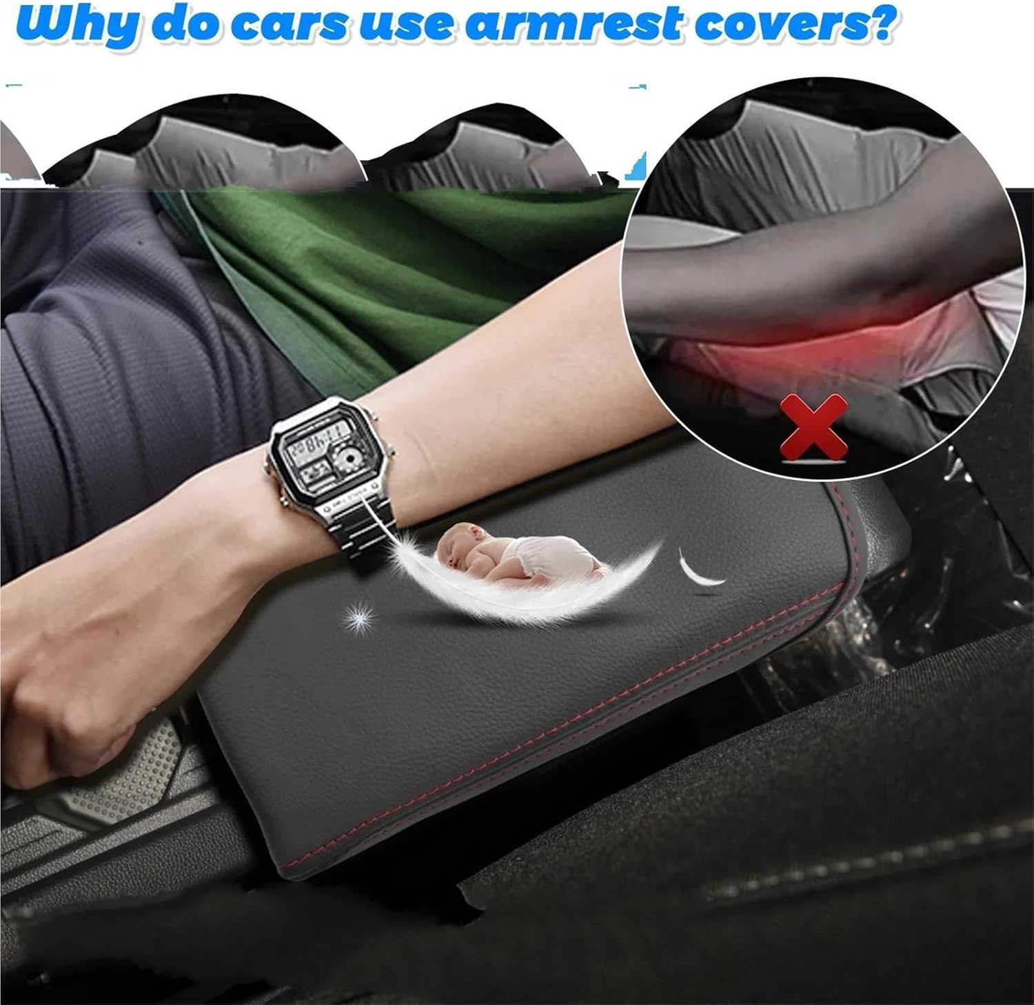 Armrest Box Protection Cover Compatible with Polo for MK6 2018-2022(Rosso)