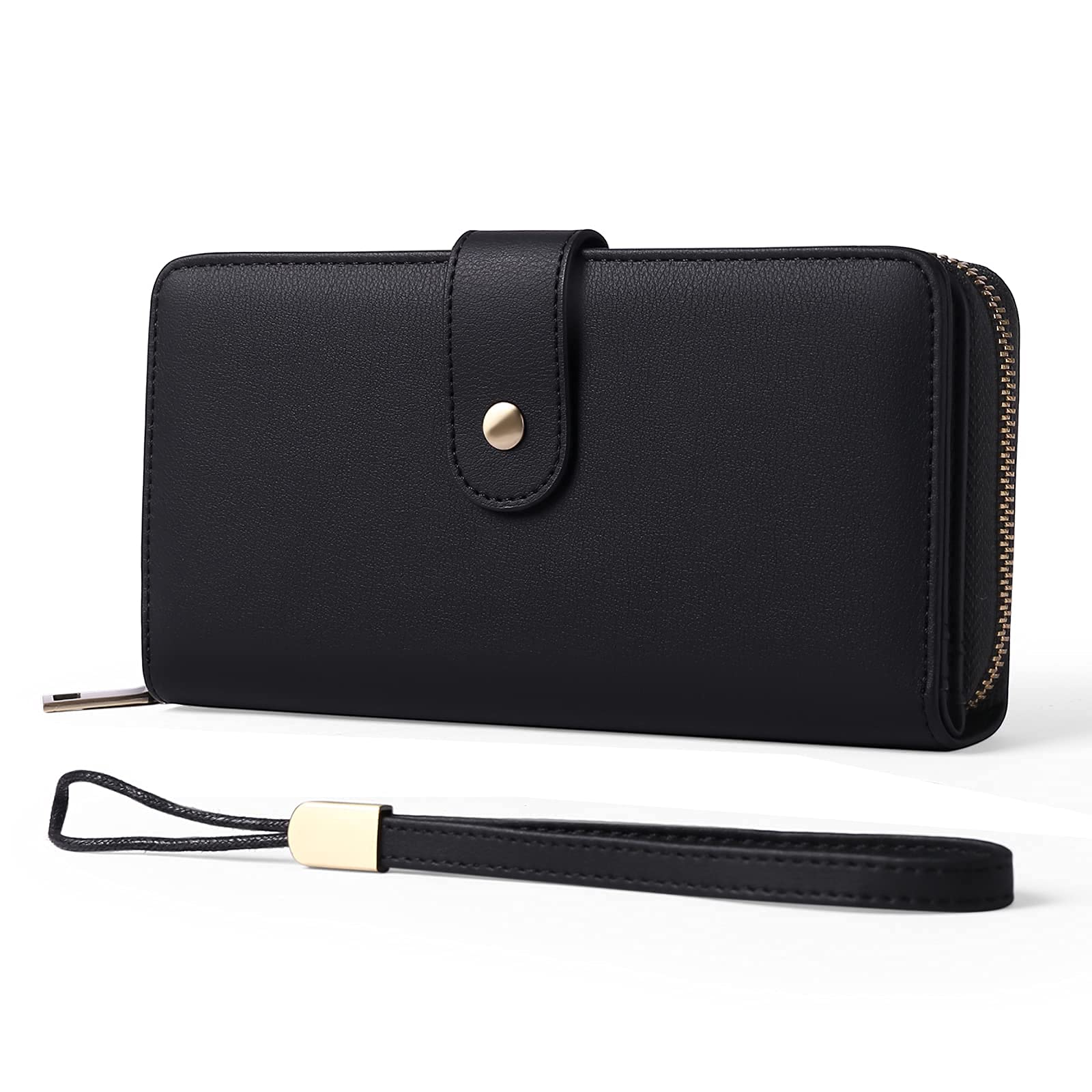 GAEKEAO Portefeuille Femme Cuir Synthétique, Grande capacité Porte Monnaie avec RFID Blocage, Porte-chéquiers Porte-Cartes pour 14 Cartes