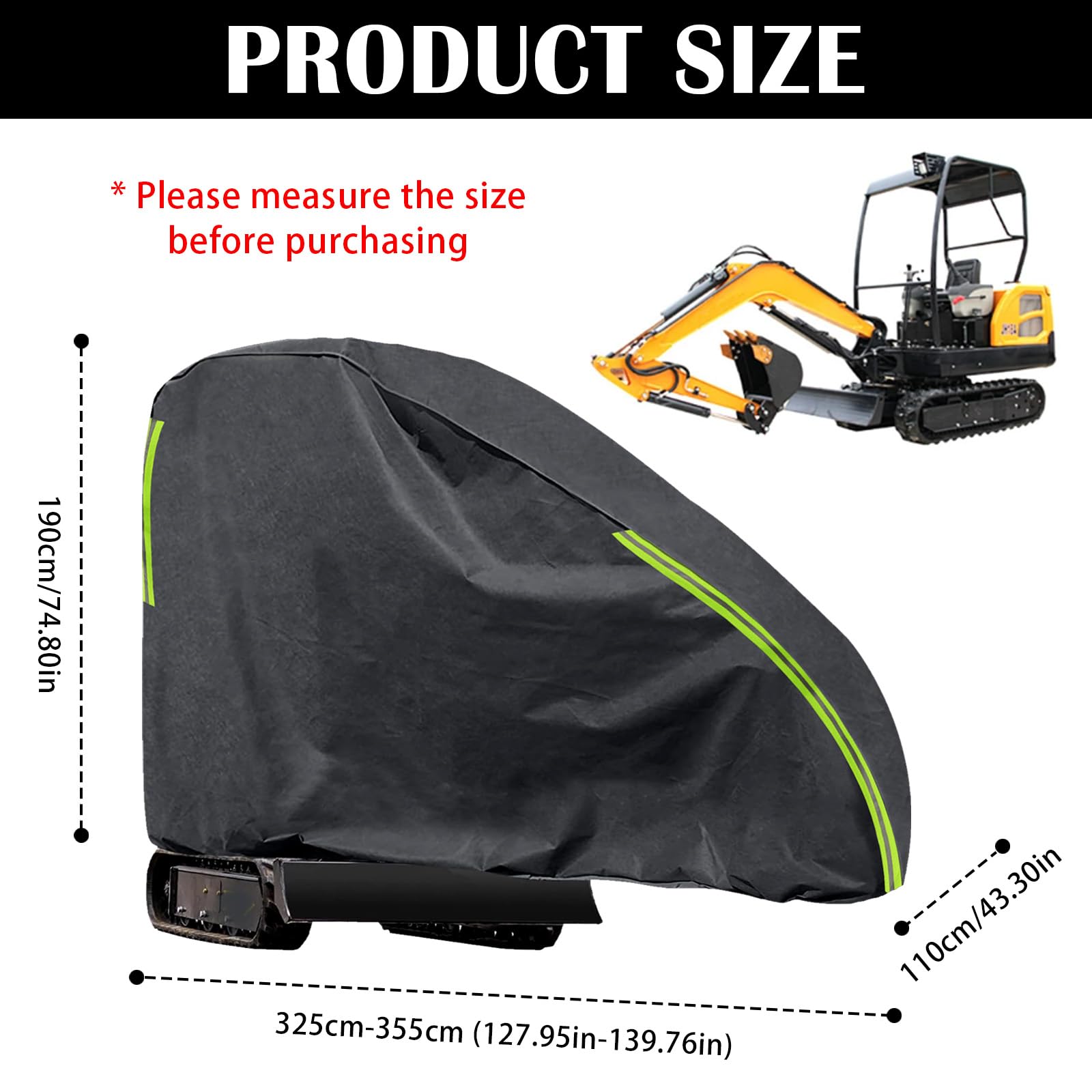Cubierta de Excavadora, Cubierta 420D para Miniexcavadora 800-1600 kg, Lona Impermeable Y Transpirable para Excavadora, Cubierta de Miniexcavadora contra La Lluvia, La Nieve, El Viento