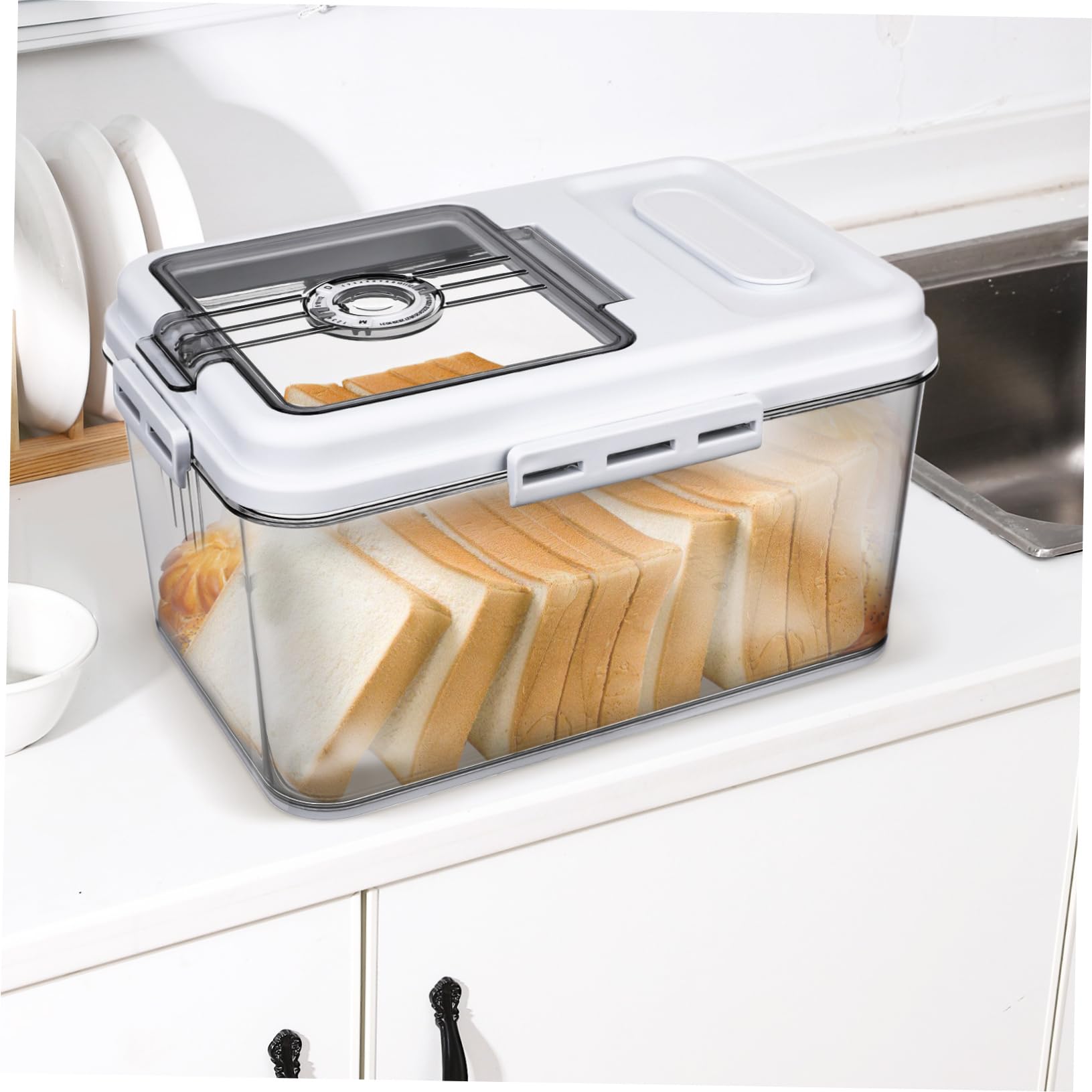 TOPBATHY Contenitore per Riso Ermetico Distributore per Cereali Contenitore per Conservazione di Cibo per Cucina in Materiale Pet Resistente Design Elegante Grande Capacità