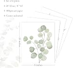 Howwii Botanical Boho Bathroom Decor Wall Art Prints, UNFRAMED Sage Green Plants Decor for Bedroom|Office, Minimalist Eucalyptus Leaves Watercolor Art Prints, Set of 4 Pictures, 8"x10" No Frames