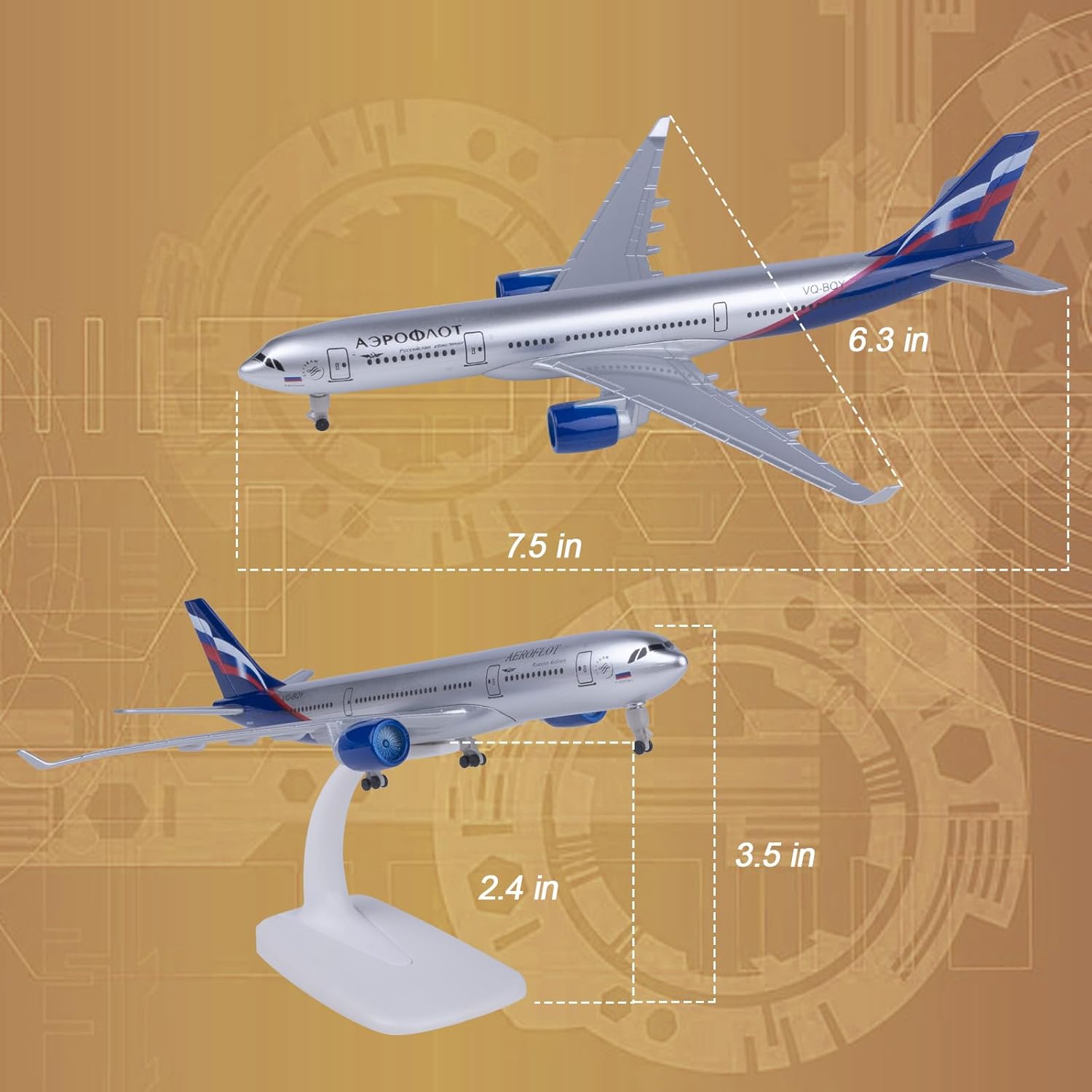 1:300 Scale Model Plane Russian A330 Plane Model for Gift and Decoration