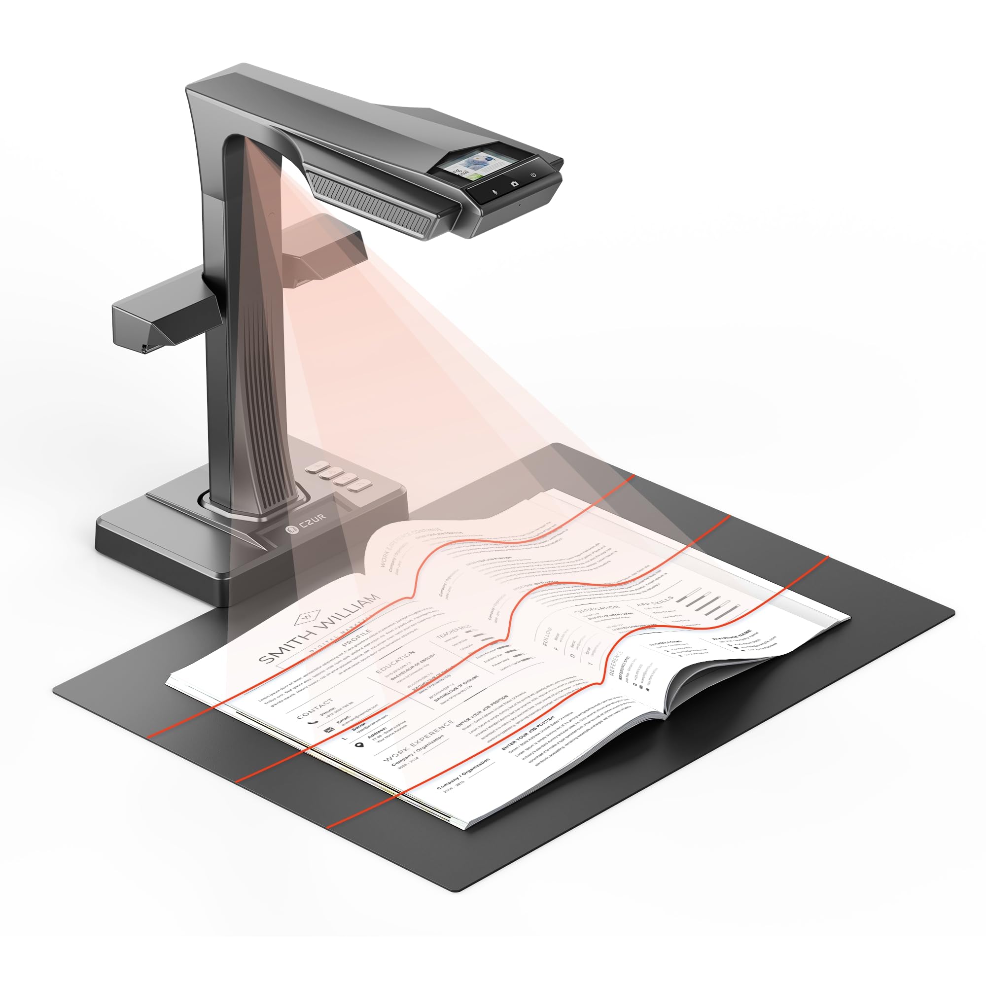CZUR 16MP Scanner per Libri Professionali, HD Telecamera Scanner per Documento con OCR, Converte i Documenti in PDF, Word, Tiff, Excel, compatibile con Windows macOS (ET16 Plus)