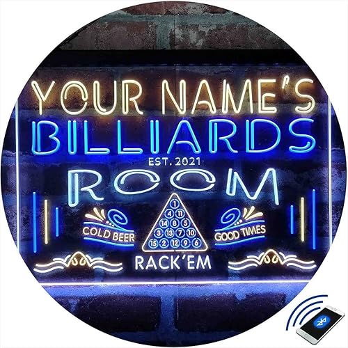 Miniatura 3 de ADVPRO Personalized Billiards Room Tri-Color LED Neon Light Sign, a Unique 3D Engraved Art Decor  Customize Name Date Text Quote Font White & Blue &