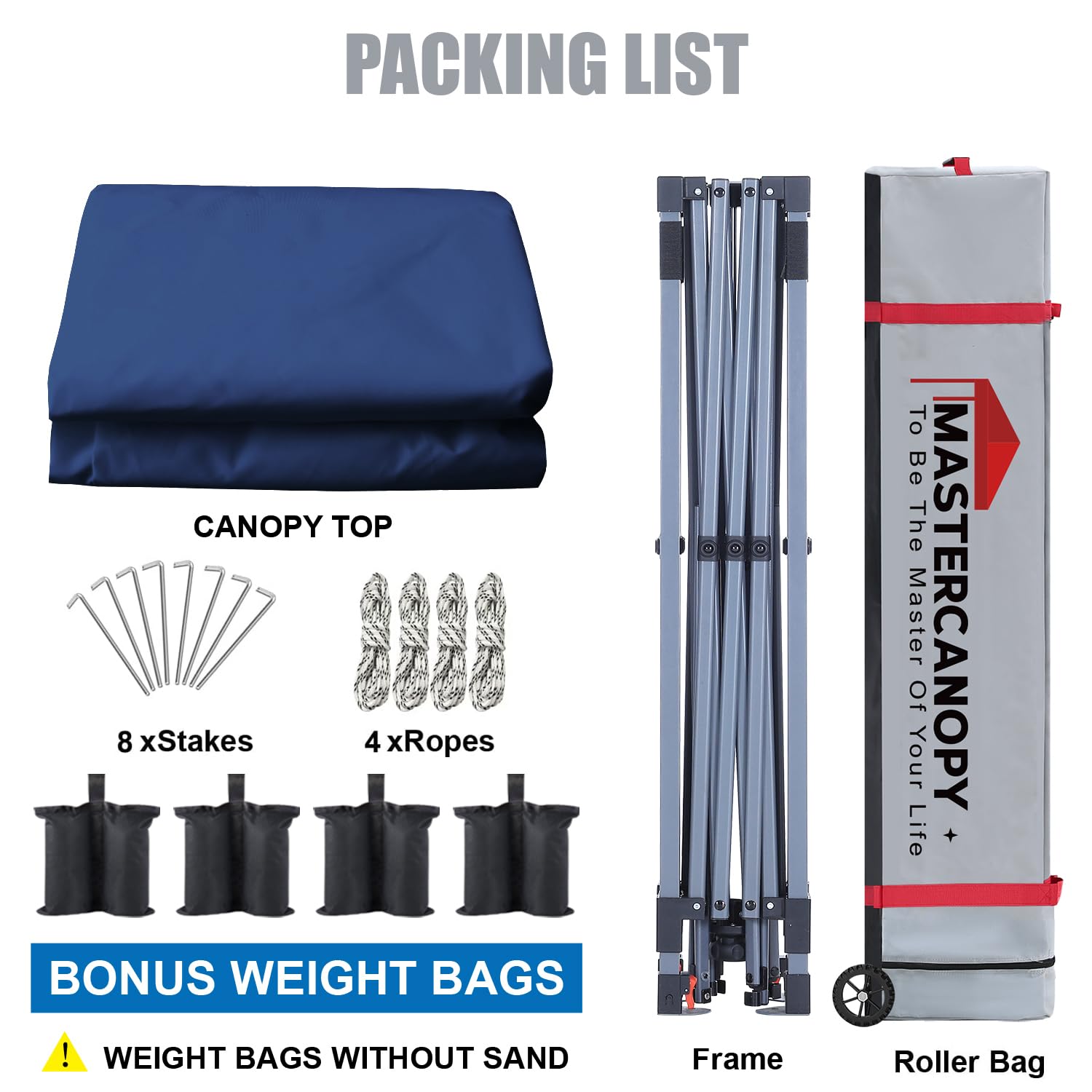 MasterCanopy Gazebo Compacto desplegable, toldo portátil Plegable instantáneo, Mejor circulación del Aire, con Bolsa con Ruedas, x4 Bolsas de Arena para toldo, x4