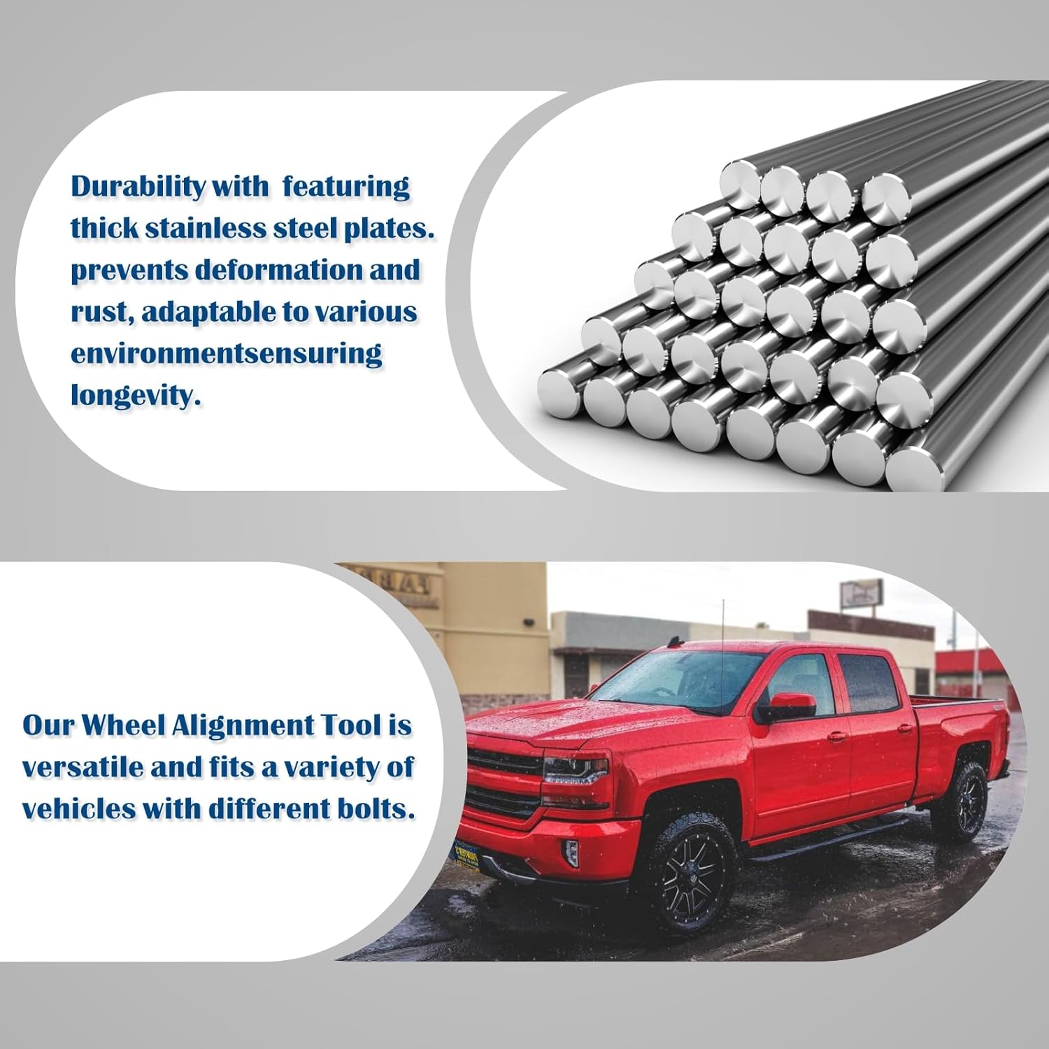 Kefly Wheel Alignment Tool Plates, Stainless Steel Toe Alignment Plate, Wheel Angle Alignment Tools for Car, Truck, SUV, and Vehicle, Includes 2 Tape Measures