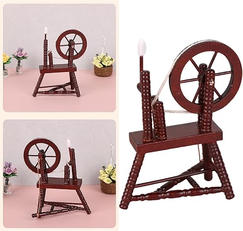 Miniatura 2 de Casa de juguete retro enrollado a mano escala 112 decoración de madera con elegancia para exhibición de habitación en miniatura, carrete de mano en