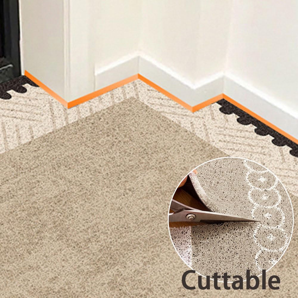 Surwin Modern Fußmatte PVC Schmutzfangmatte Waschbar, Fussmatte Aussen Eingangsteppich Fussabtreter Aussenbereich Türmatte für Flur, Eingangsbereich Innen rutschfeste Trocknend (Blumen,80x120cm)