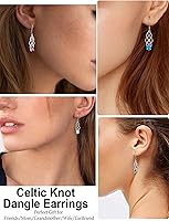 Vista 3 de Celtic Knot Dangle Earrings for Women 925 Sterling Silver Twisted Drop Earring Teardrop Birthstone Jewelry