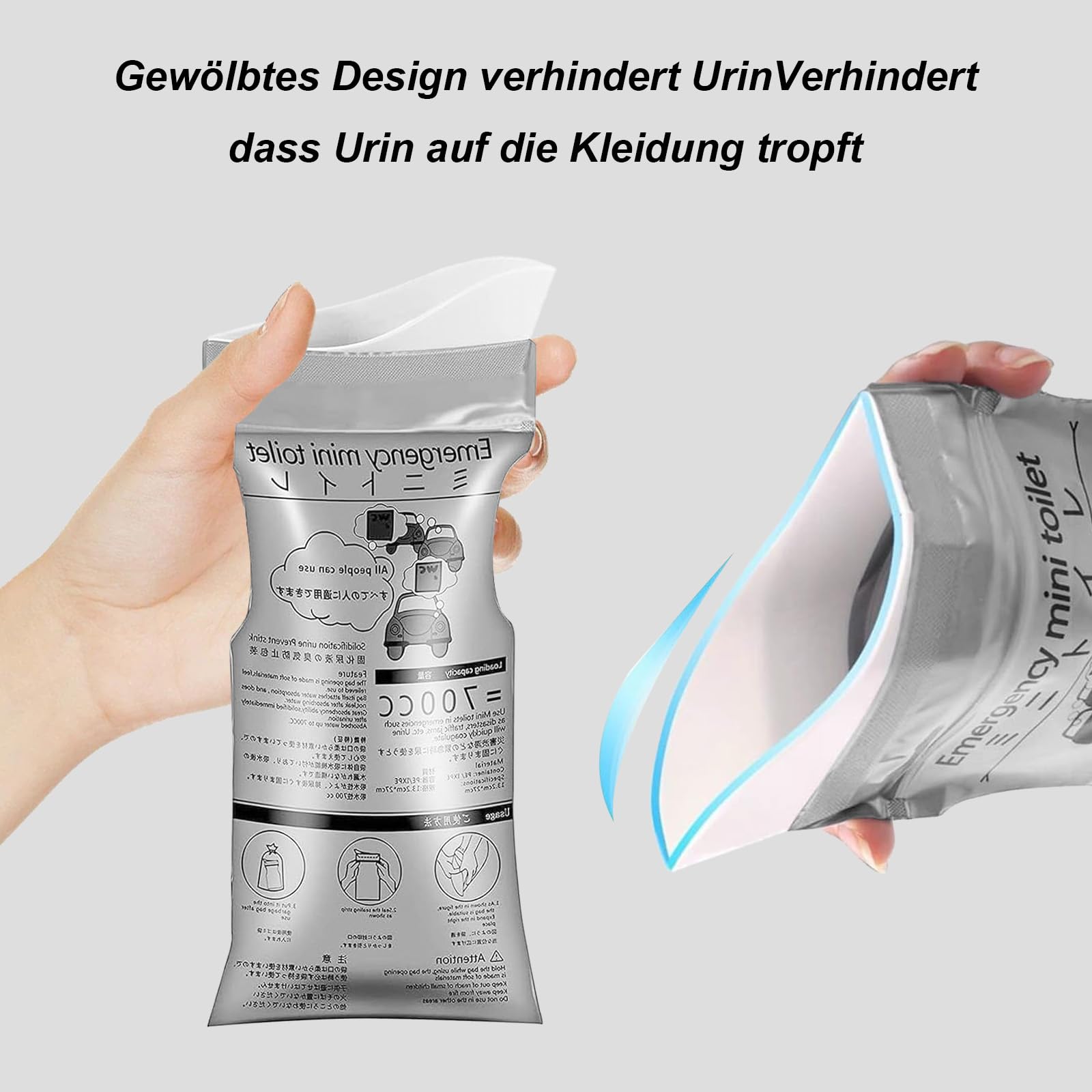 15 Pz Sacchetti per Urina, 700 ml Sacchetti per Vomito da Viaggio, Sacchetti Vomito da Viaggio, Sacchetti per Toilette WC Portatile Adulti, Orinatoio Portatile Donna Uomini Campeggio Auto