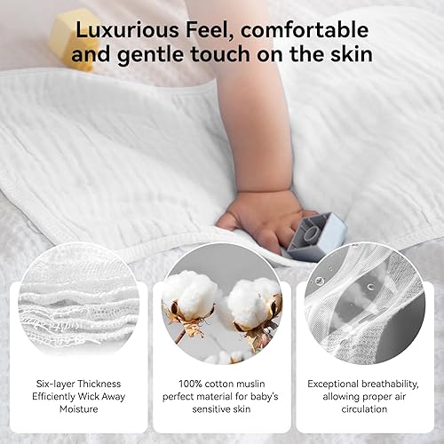 Miniatura 83 de Synrroe Paños de muselina grandes para eructos, paños de muselina para bebés niñas y niños, paquete de 10 extraabsorbentes y suaves de muselina, 6