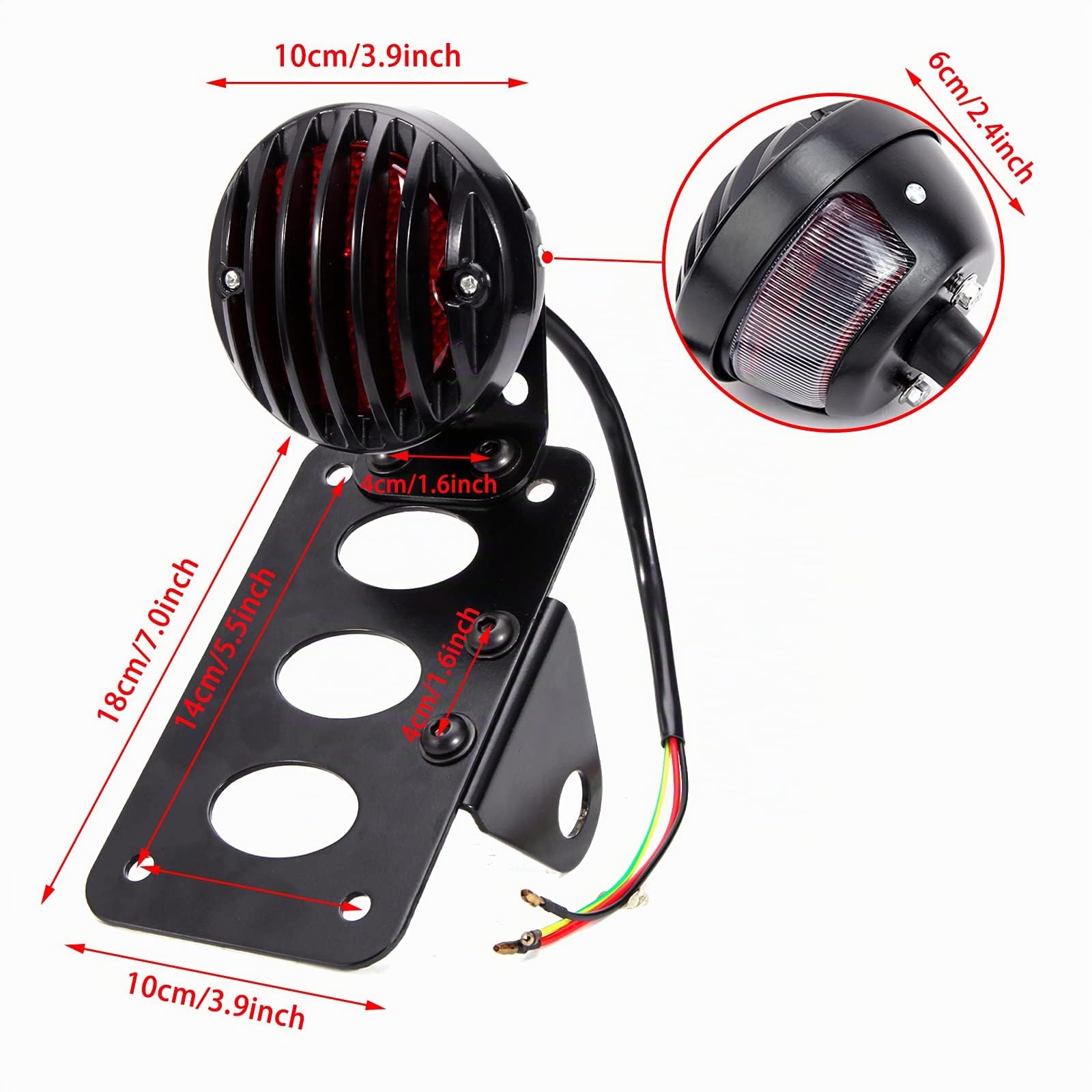 Moto Feu Arrière Feux Stop Lumière de Frein Grille Tail Support de Plaque d'immatriculation Arrière Feu Stop avec Support pour Sportster Bobber Dyna Chopper Cruiser Custom Bike Cafe Racer.