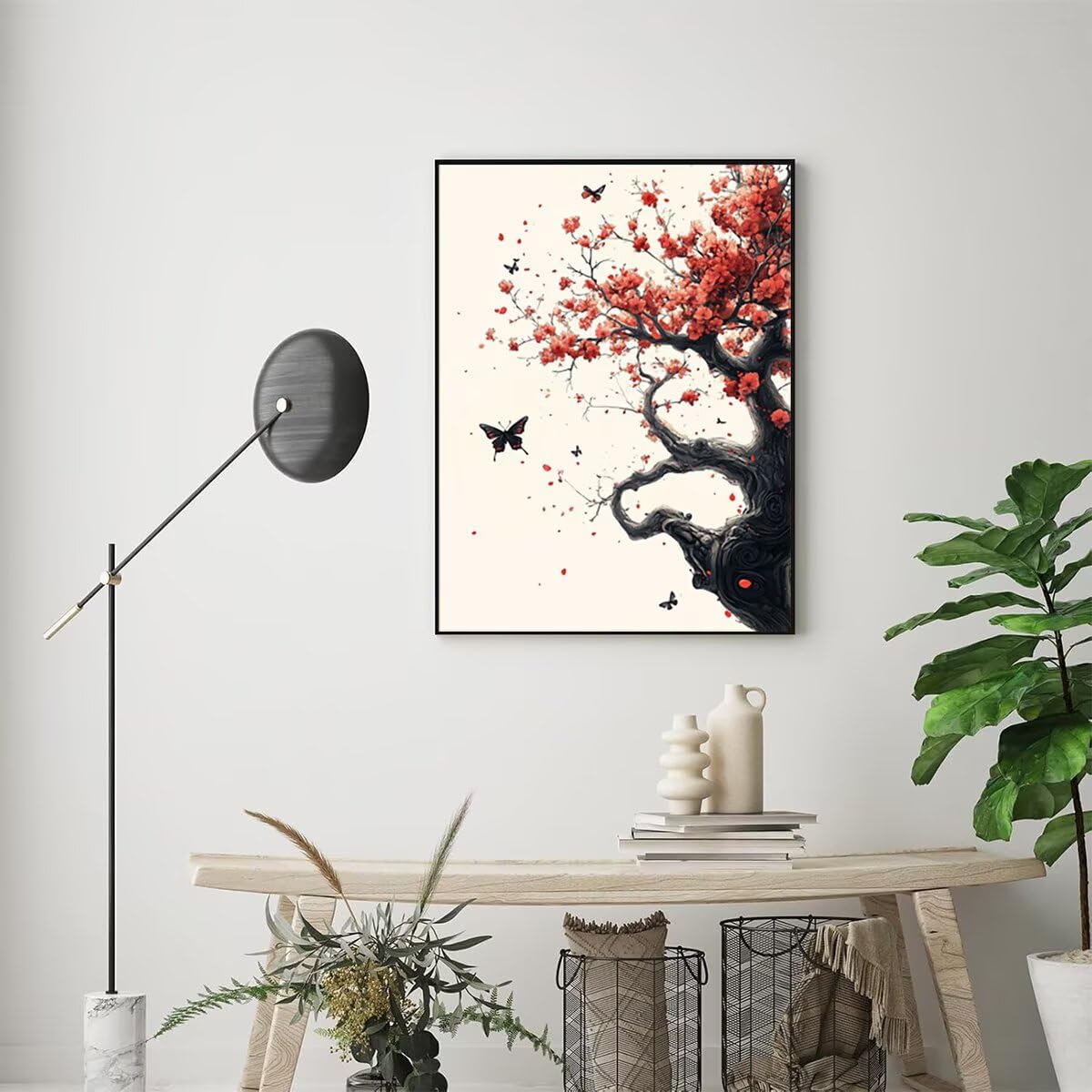 Dipingere con i Numeri Farfalla, Paint by Numbers Adulti Albero, Fai da te Creativi Adulti Quadri da Dipingere Numerati Kit per Decorazione Della Parete di Casa, Regalo 100x135 cm Senza Cornice 2V-6