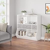 Vista 4 de IDEALHOUSE Estantería para niños y organizador de almacenamiento de juguetes con 3 cajones móviles, armario de almacenamiento de piso con 4