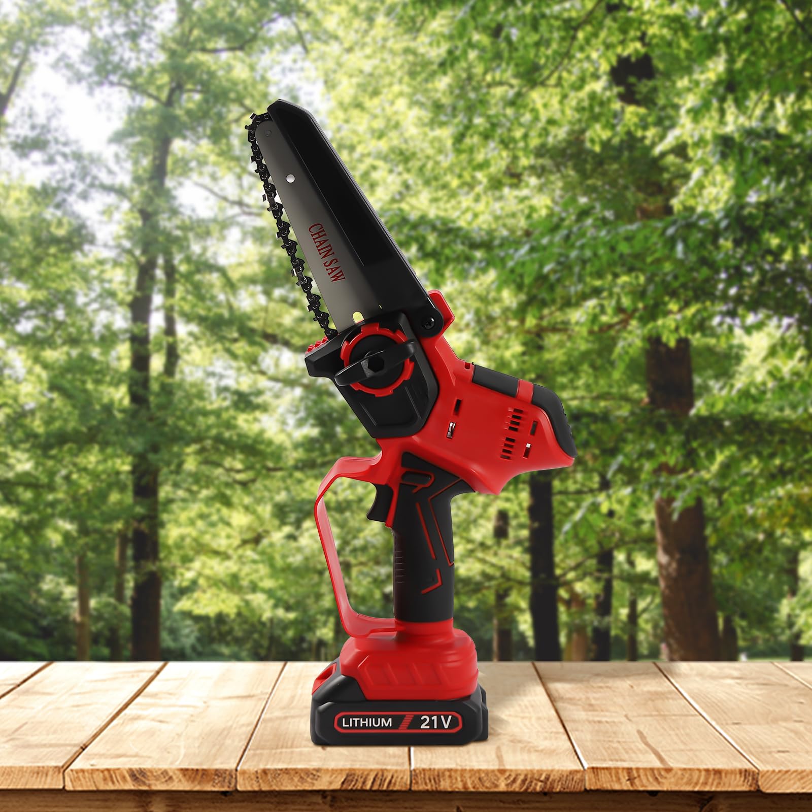 Motosierra con batería, sierra de árbol, sierra de mano, sierra de madera, sierra de jardín, sierra de podar, 21 V, 15,2 cm, para jardín, madera, cuidado de árboles, leña, bolsa de transporte